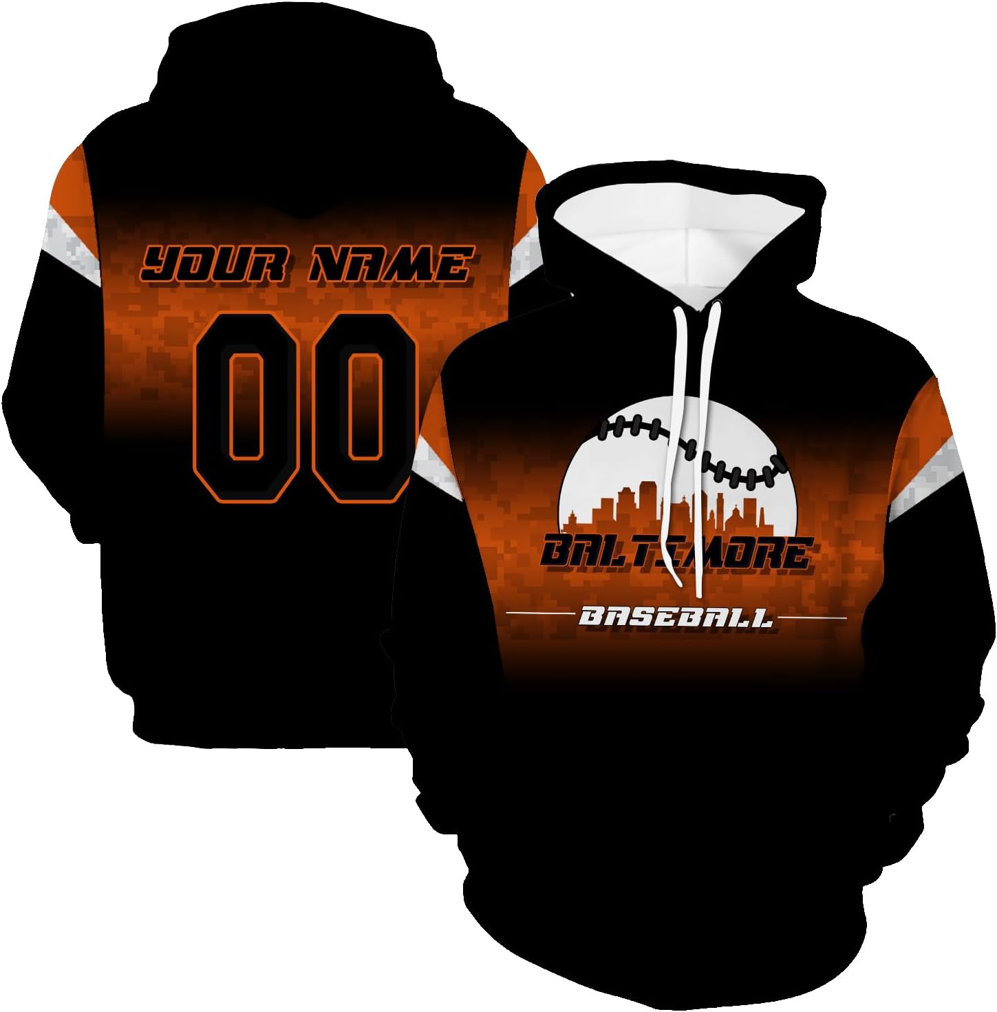 Custom Hoodies Baseball City Gifts for Men Women Hooded Youth Pullover Sweatshirt Fans Customize Your Name Number
