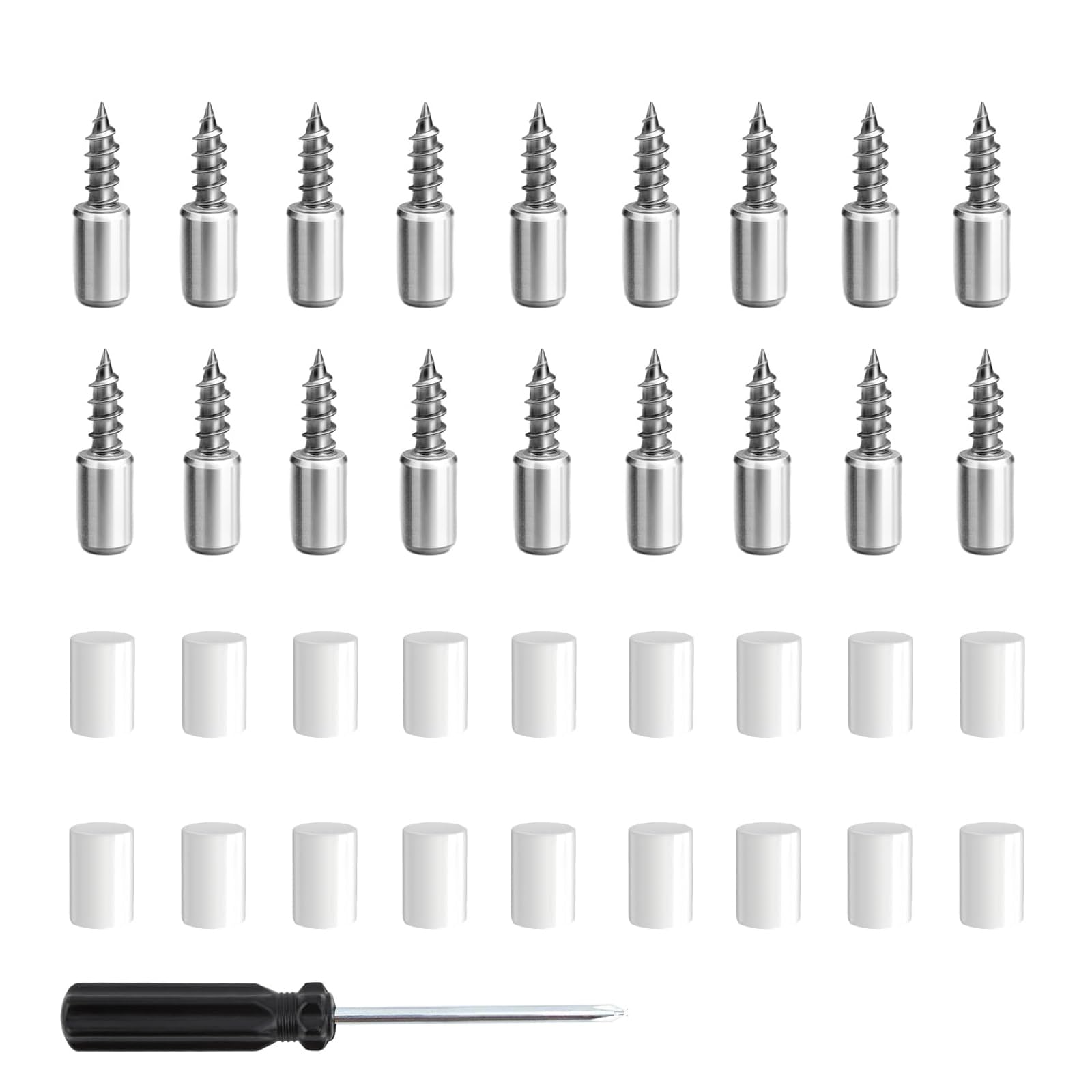 50 PCS Shelf Support Pegs 7mm, Self-Tapping Cabinet Laminate Support with Screwdriver, for Furniture Cabinets, Wardrobes, Bookshelves, Wine Coolers