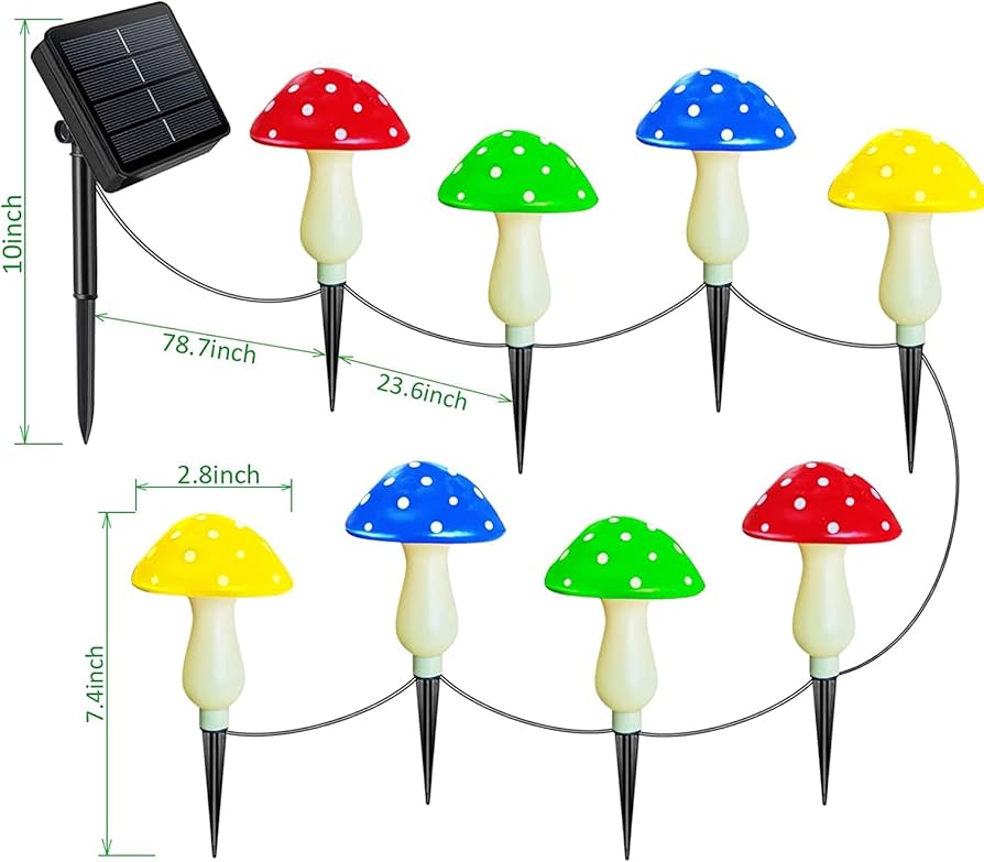 Abkshine Upgraded 8-Pack Solar Mushroom Lights for Outdoor