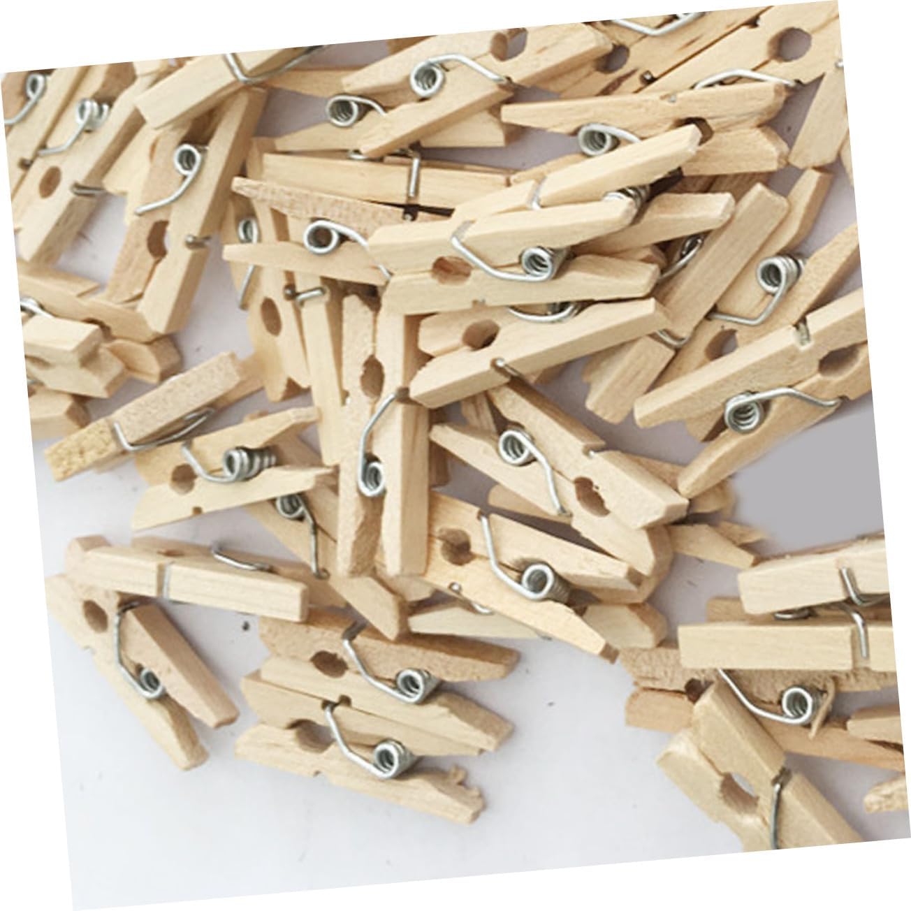 SOLUSTRE 100Pcs Multi-Purpose Wooden Clothespins Windproof Clothes Clips for Laundry Drying Smooth Finish Compact for Home Use and Outdoor Activities