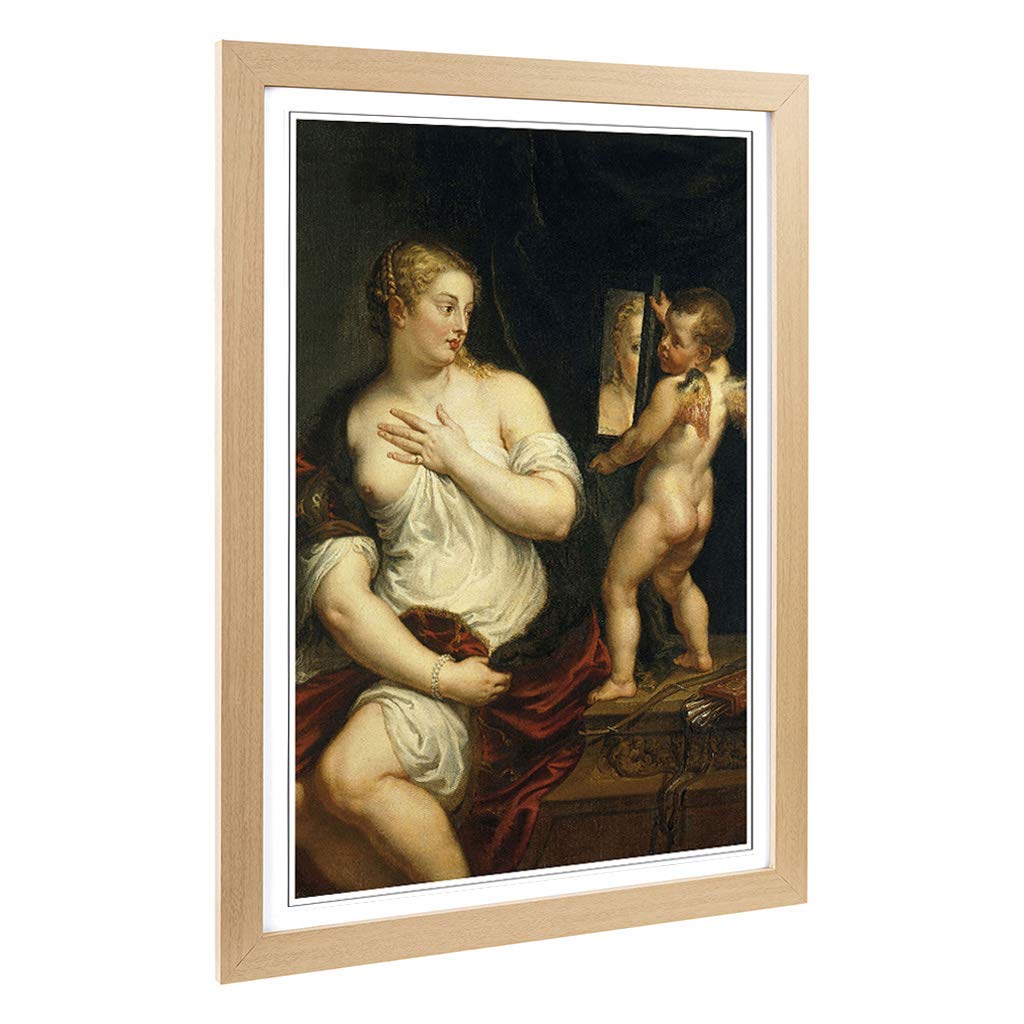 Big Box Art Framed Print of Peter Paul Rubens Venus and Cupid Design | Wall Art Picture | Home Decor for Kitchen, Living Room, Bedroom, Hallway, Oak, A2 / 24.5x18 Inch / 62x45cm
