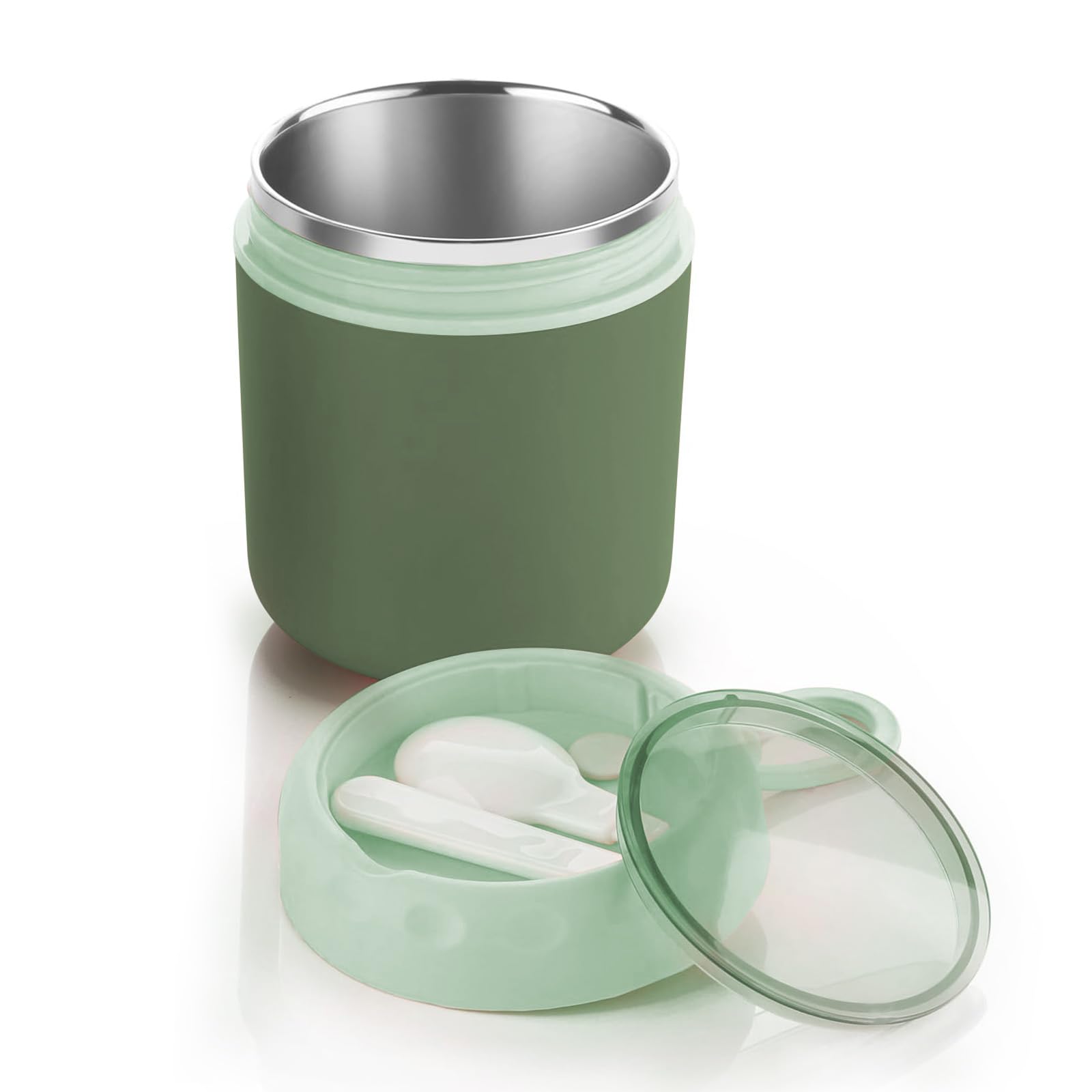 PANCA Insulated Soup Cup Stainless Steel Insulated Water Cup With Spoon Insulated Lunch Container Leakproof Food Flask For Hot Food Soup For Kid Adult Office Outdoor Picnic Travel (Green), 500 ml
