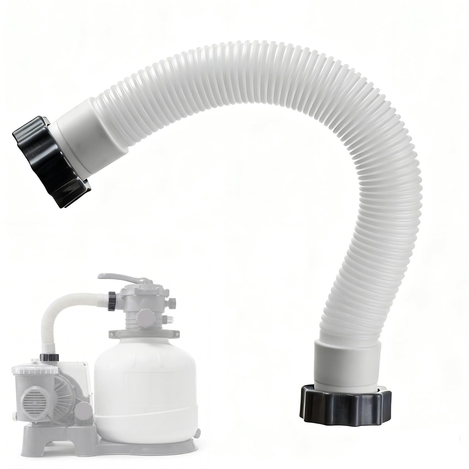 Tuyau Pompe Piscine, Tuyau Filtration Piscine, Tuyau Raccord Pompe Filtre à Sable, Tuyaux pour Piscine avec écrous, Convient pour Une Interface de 1,5 Pouce (40cm)