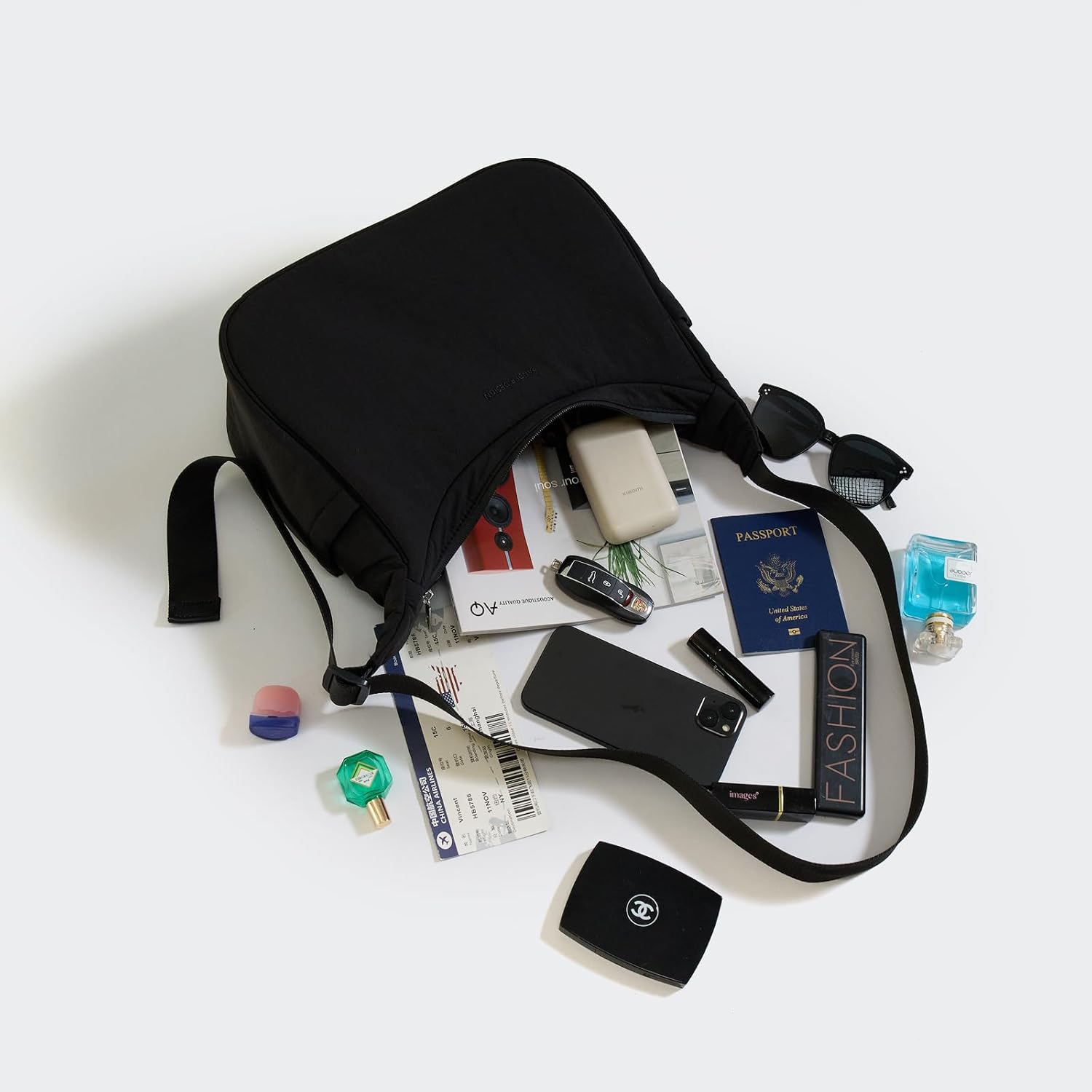 Pander Nylon Crescent Shoulder Bag, Medium Sling Crossbody with Adjustable Strap. - Image 7