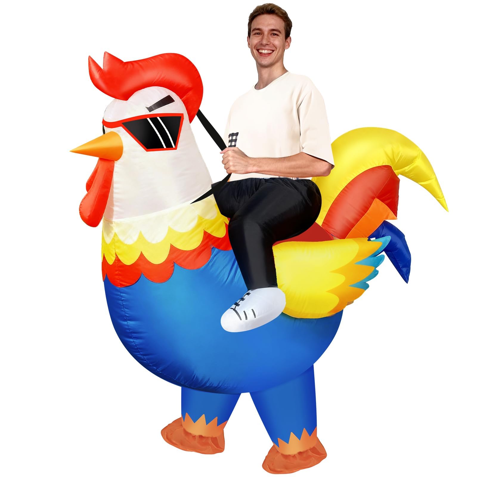 MIAOKE Inflatable Costume, Halloween Costumes Adult Inflatable for Men Women Blow up Funny Fancy Dress (Sunglasses Chicken)