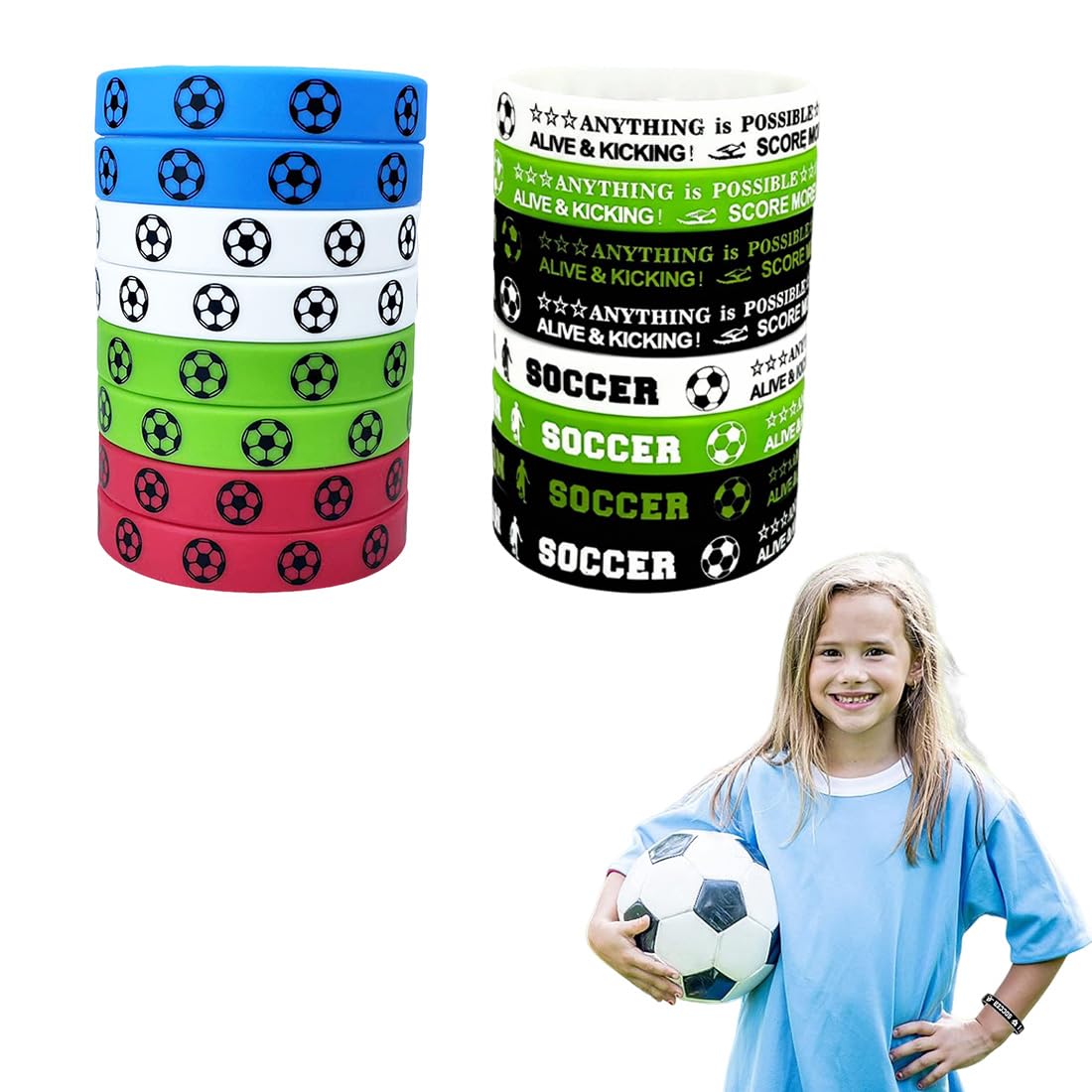 Bomboniere per feste di calcio Braccialetti in silicone per calcio Bracciale a tema sportivo Decorazioni per feste di buon compleanno Fornure per feste per bambini e adulti  15