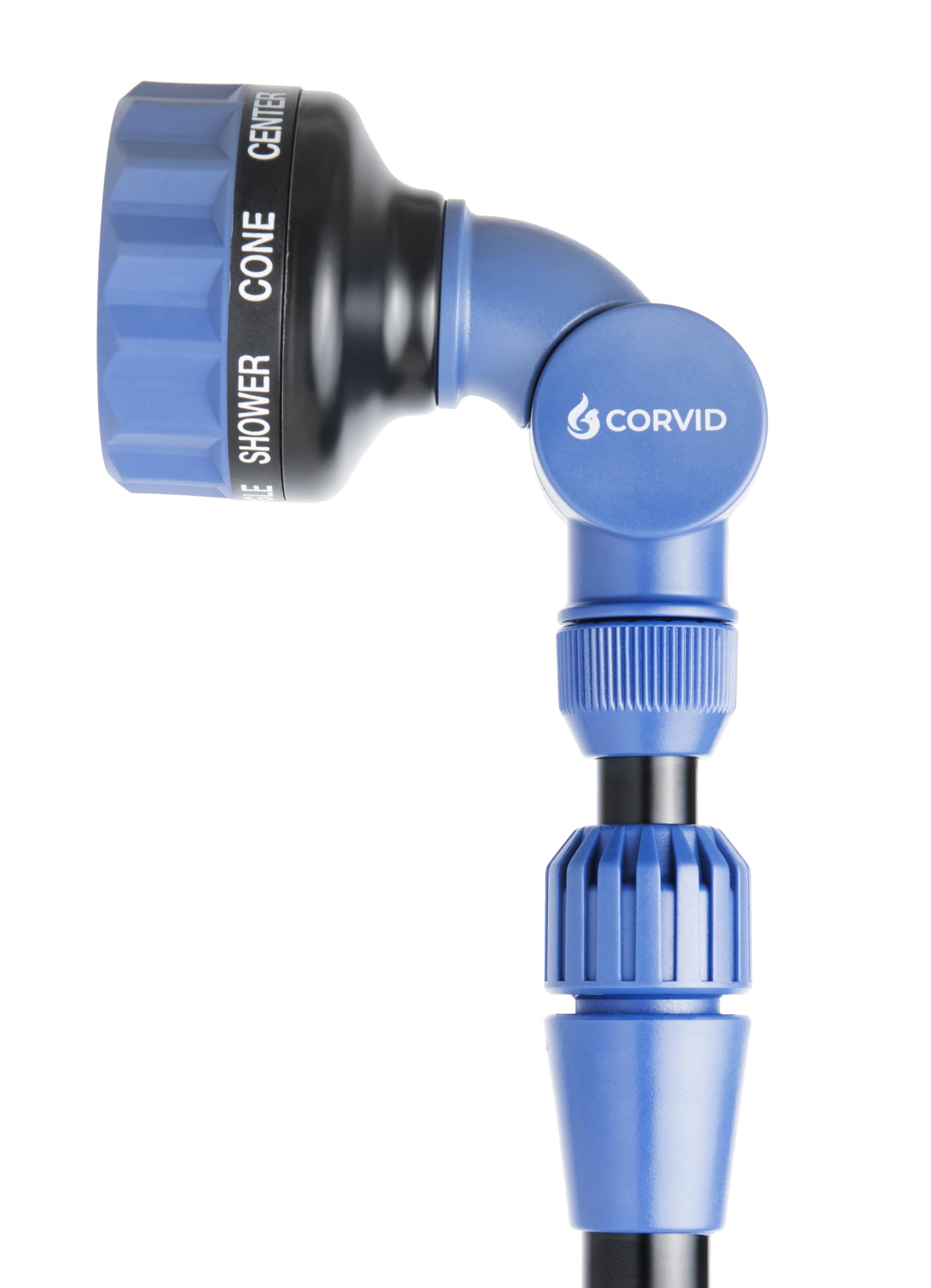 Con una varita de riego de jardín ajustable con control de pulgar, boquilla de manguera telescópica de 19 Corvid 24 pulgadas, 8 patrones de pulverización, zinc y aluminio resistentes para un riego y