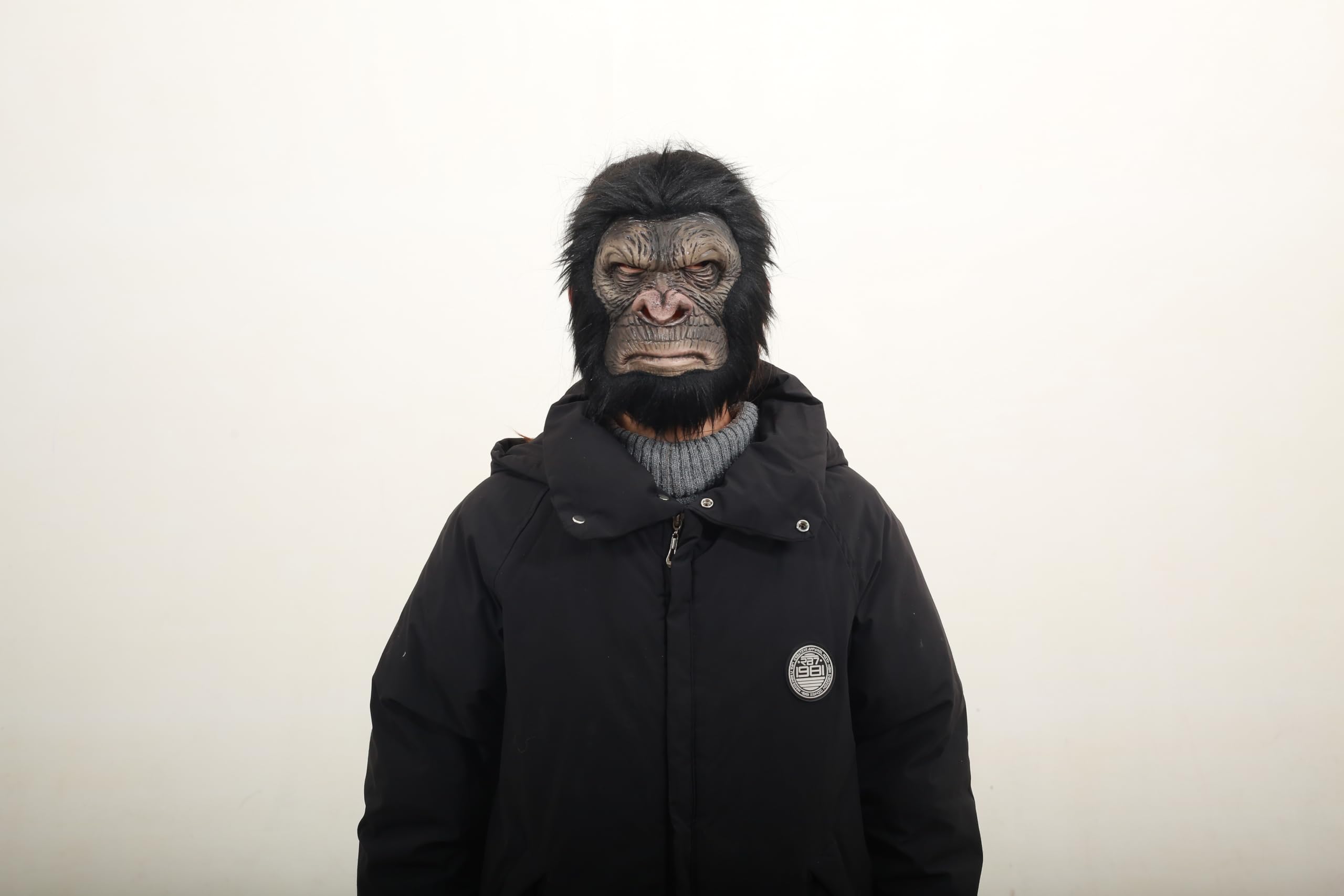 ZDOVLZZPON Halloween Angry Gorilla Chimp Half Head Mask Ape Novelty Mens' Maquerade For Cosplay Party Dressing Up