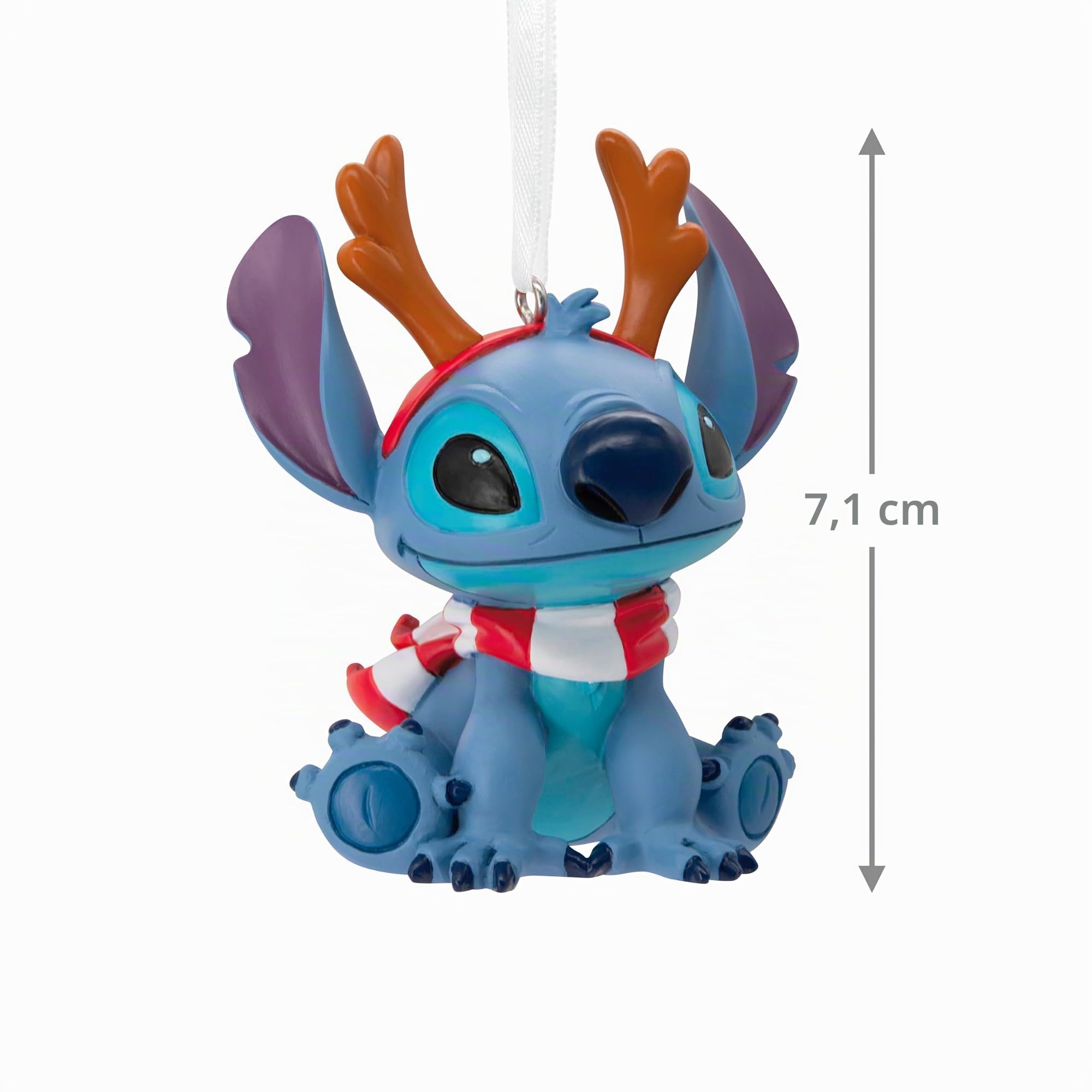 Hallmark Décoration de Sapin Lilo & Stitch en Bois de Renne - Décoration à Suspendre Disney - Cadeau de Noël