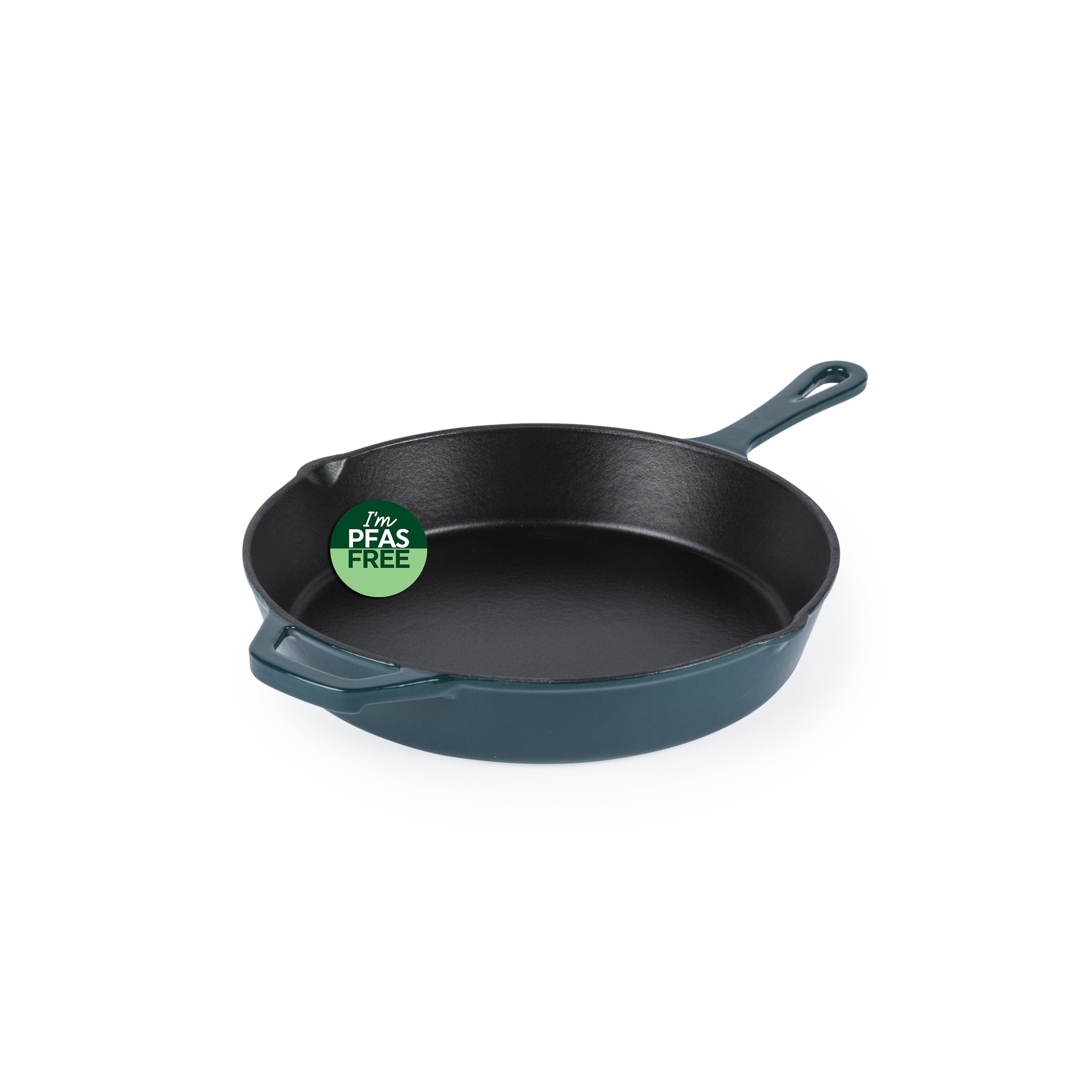 Salter Chester Cast Iron Frying Pan - 26cm Universal Skillet, Oven Suitable to 240 °C, Grill, Fry & Sear, Hob to Oven to Table Cooking Pot, Induction Suitable, PFAS Free, Green