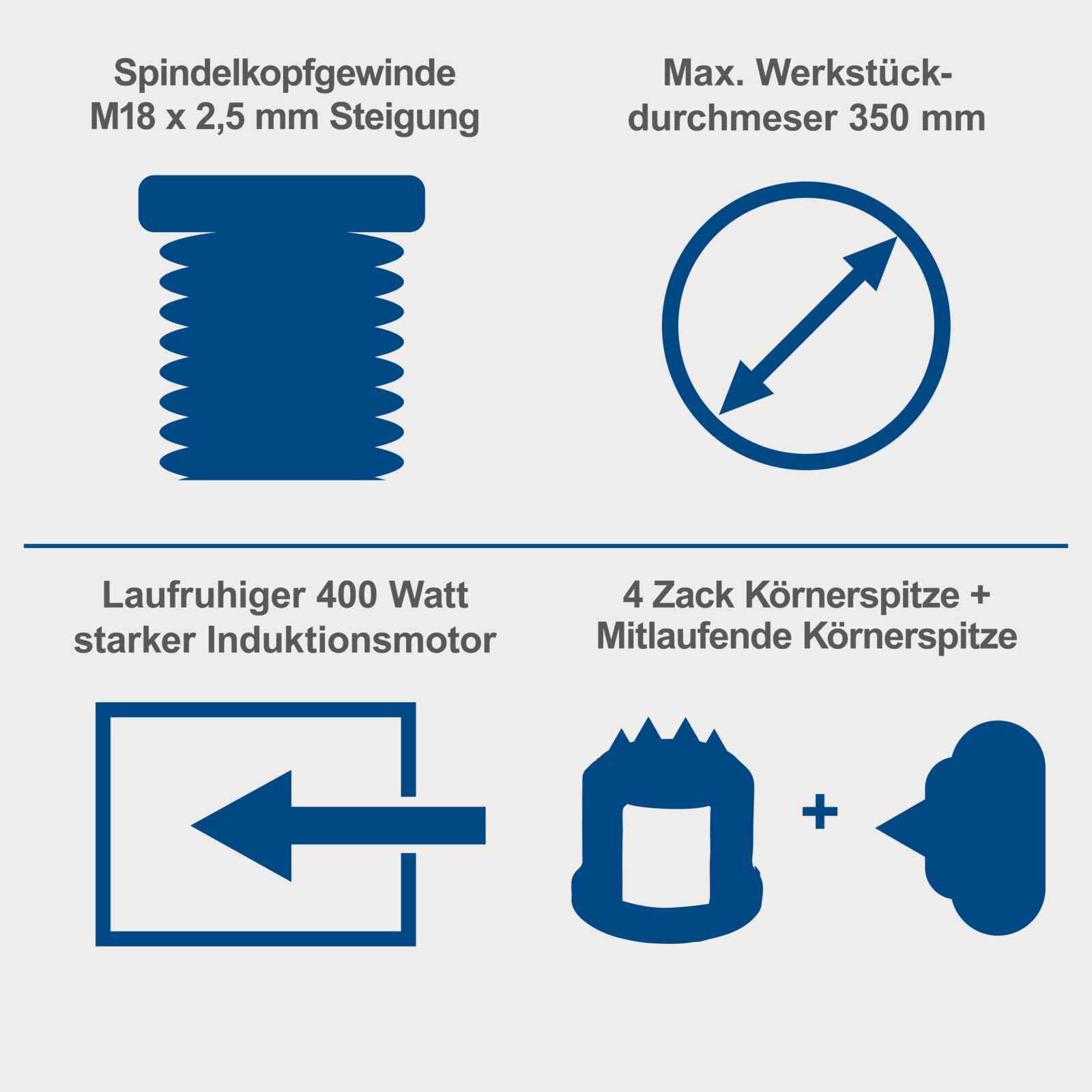 Scheppach DM1100T Drechselbank Drechselmaschine Drehbank | 4 Geschwindigkeiten | 400W | Werkstücke bis 1000mm Länge/Ø 350mm | M18-Gewinde inkl. 4-Zack-Körnerspitze, Planscheibe & Zwei Drechseleisen