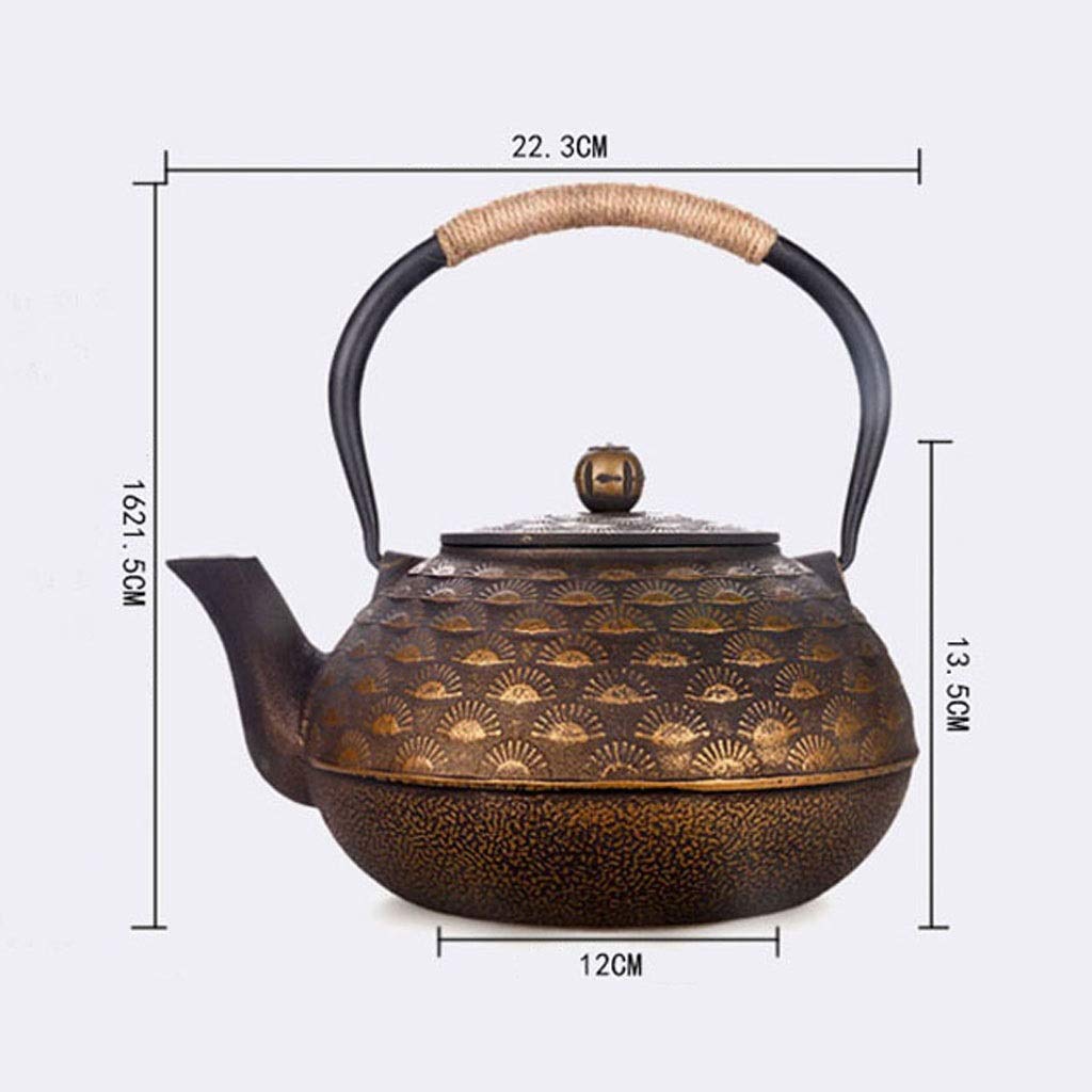 Żeliwny czajniczek 2 l zestaw do herbaty z koszem infuzyjnym ze stali nierdzewnej, japoński styl retro do parzenia herbaty liściastej, idealny do domu lub na prezent