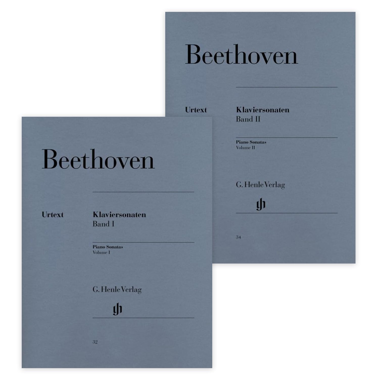 Beethoven, Klaviersonaten Band 1 + Band 2 | Henle Verlag | HN 32 + HN34 | ISMN 9790201800325 + 9790201800349 | Soundman Piano-Bleistift | Komplettset