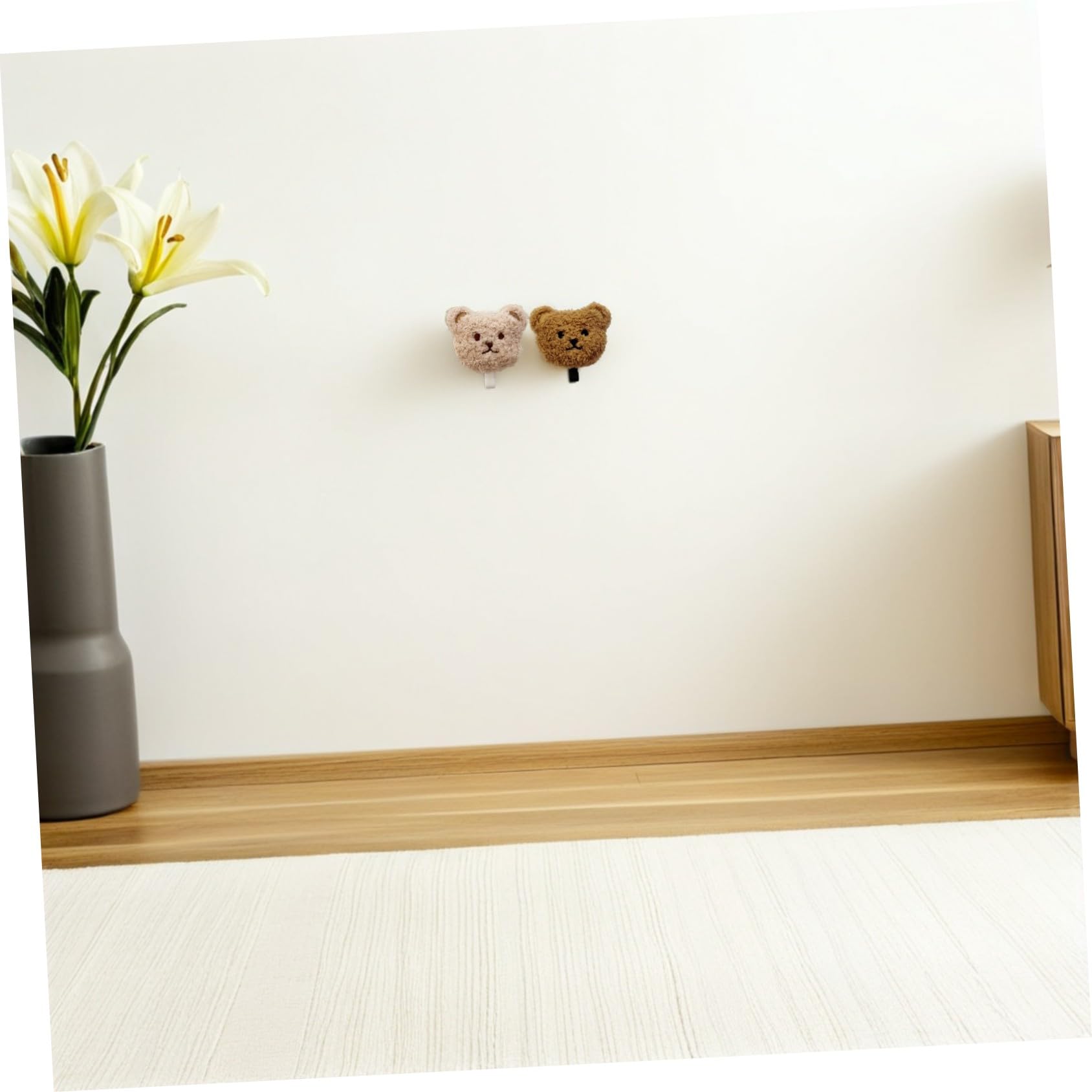 jojofuny Ganci Adesivi da Parete 2 Pezzi Orsacchiotto in Peluche, Design Autoadesivo per Bagno e Cucina, Resistente e Decorativo per Appendere Chiavi e Cappelli