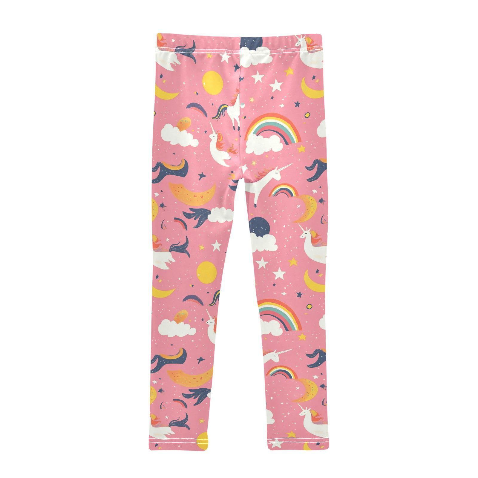 Unicorns Rainbows Girls' Leggings Toddler Doodles Clouds Kids Yoga Pants Dance Active Tights 5T
