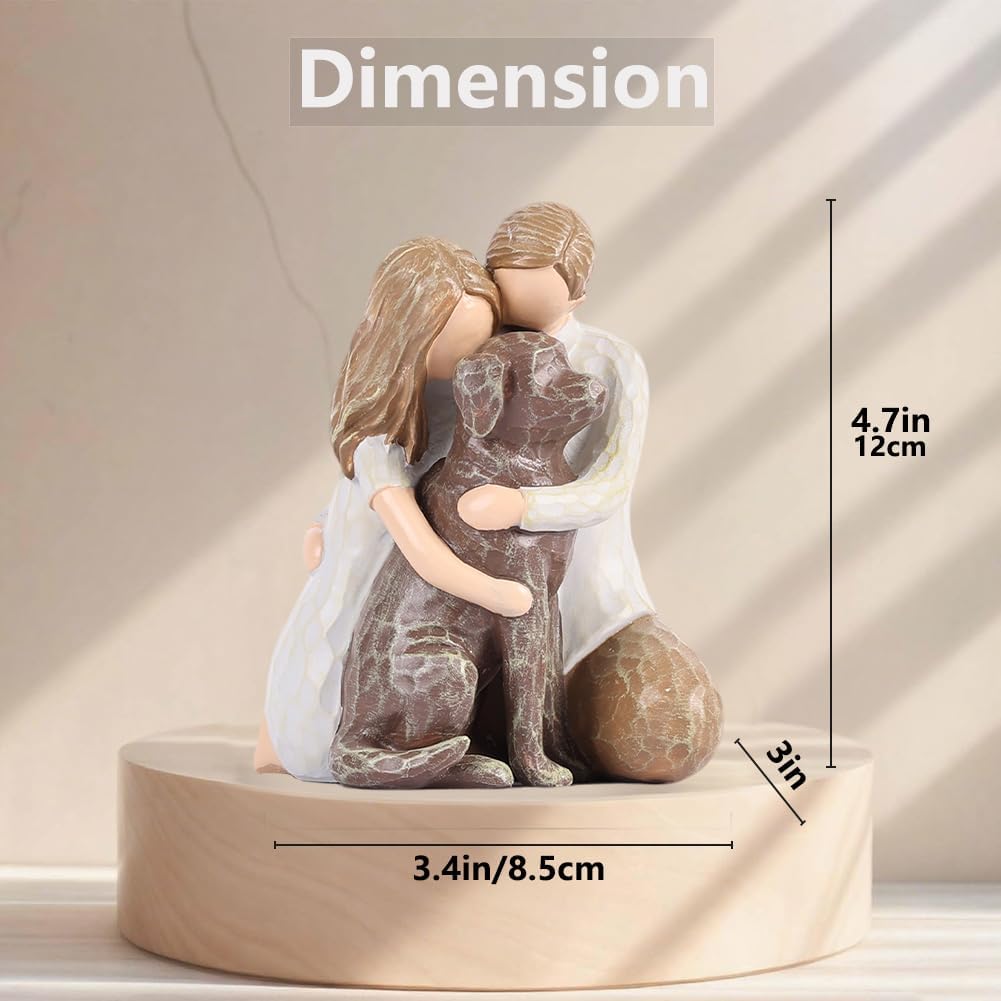 Couple with Brown Lab Angel Figurine – 4.7" Hand-Painted Resin Dog Memorial Statue, Pet Loss Sympathy Gift & Remembrance Keepsake, Brown Lab Decor and Dog Angel Figurine for Home - Image 2