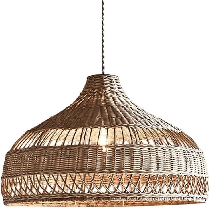 Lustre suspension en osier tressé main pour plafonnier de salle à manger