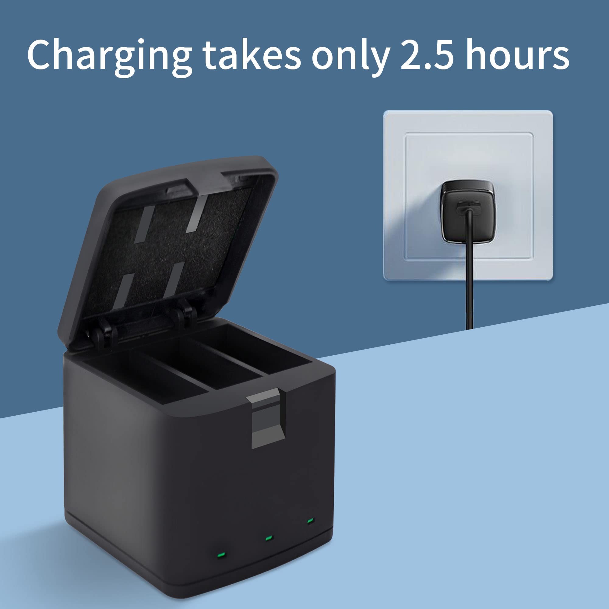 Zestaw ładowarki i baterii do GoPro 10 9 Akcesoria do kamer akcji Bateria 1800mAh Ładowarka ze wskaźnikiem Kompatybilna z oryginalną baterią