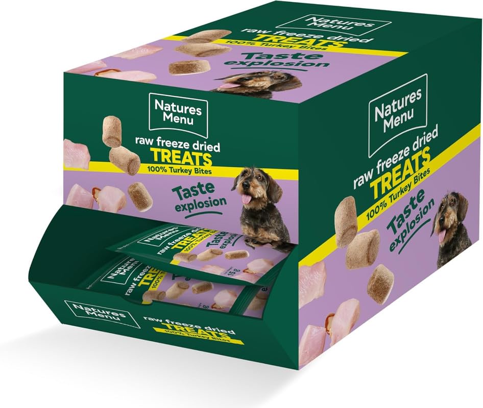 Nature's Menu Turkey (20 x 15g) Freeze-Dried Meat Bites – Training Treats for Dogs