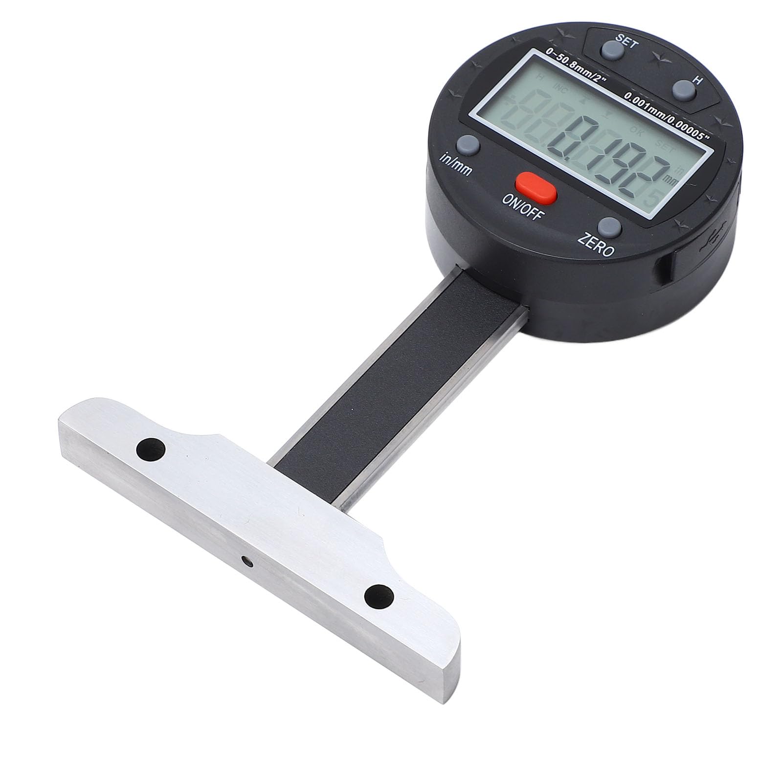 KIMISS Micrómetro Digital de Calibre de Profundidad de 0 a 50,8 Mm para Mediciones Precisas, Herramienta de Medición Electrónica de Alta Precisión con Puerto USB