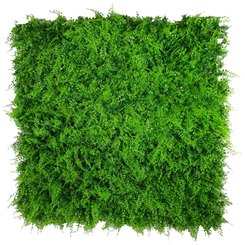 Designer Plants Lush Fern Artificial Green Grass Wall Panels for Interior Wall Decor - Fence Covering Privacy – Fake Living Walls - Fake Grass Décor - Commercial Grade UV Resistant 40