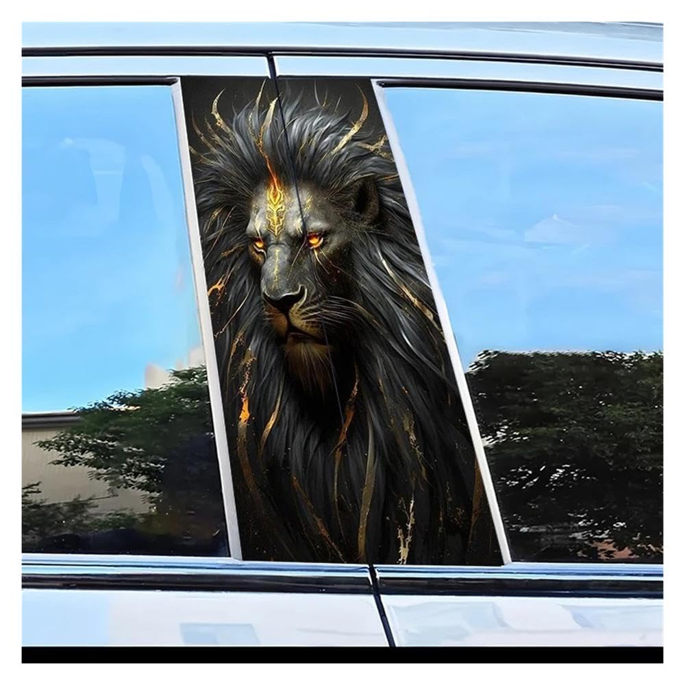 Dabhuoc One Color Car Parts 2Pcs Car B-Pillar Sticker Flame Lion Pattern Scratch Resistant Film