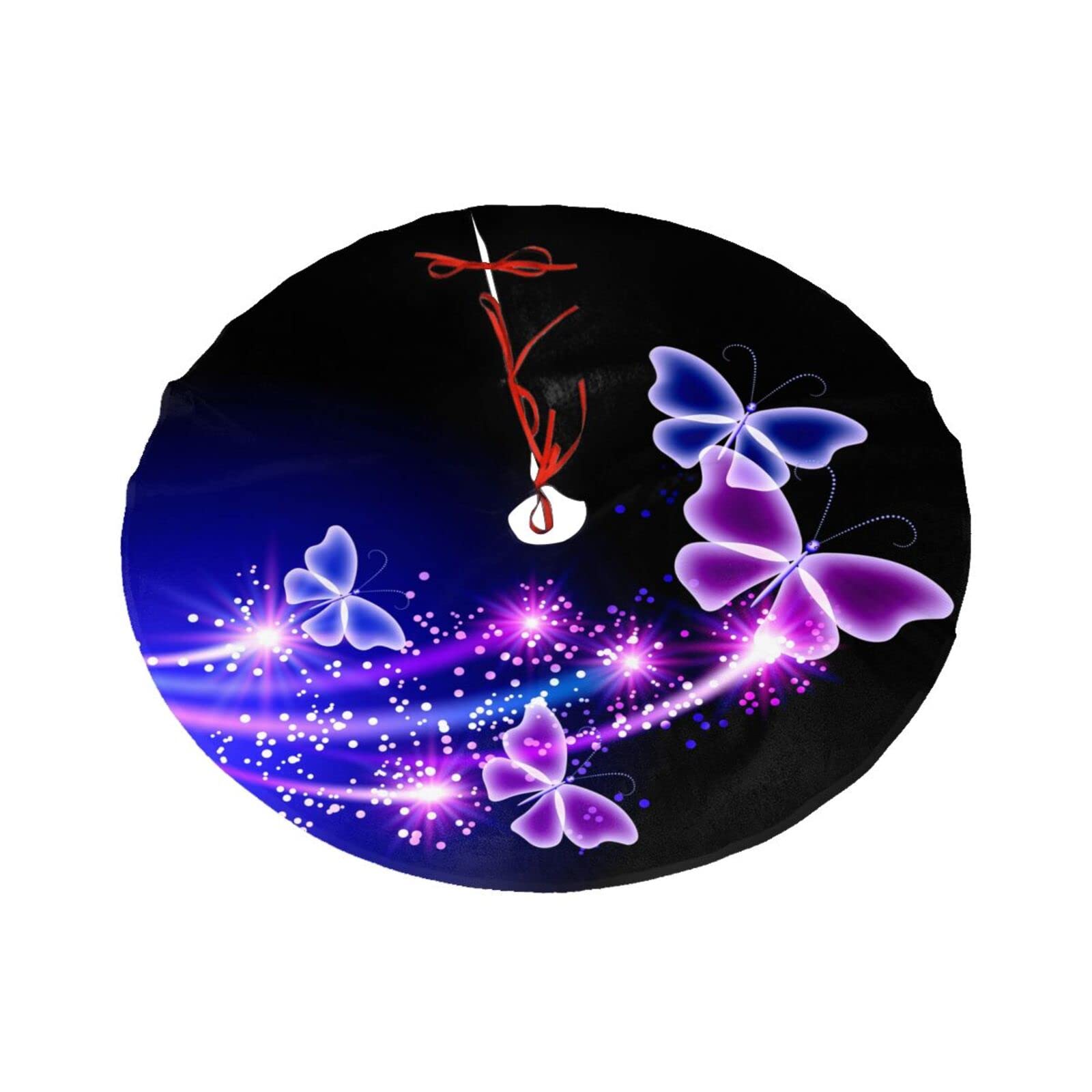 Fyzuxon Butterfly Christmas Tree Skirt 30/36/48 Inches Large Xmas Tree Mat Traditional Tree Ornaments Holiday Party Decoration