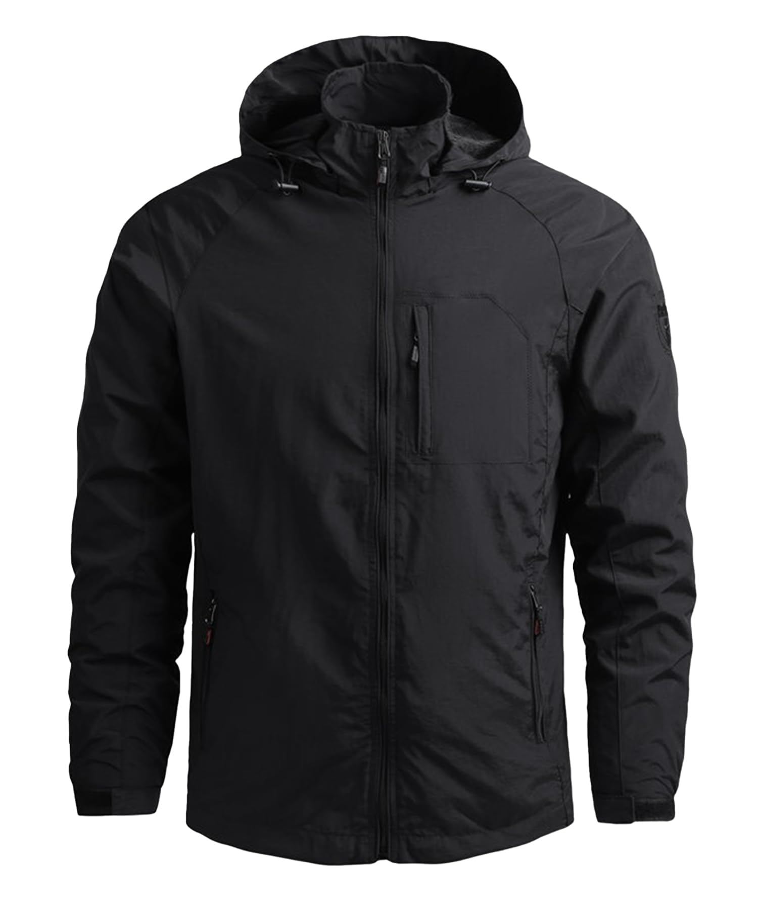 Veste de Montagne pour homme Manteaux de randonnée en plein air Décontracté à Col Montant Blouson Aviateur Jacket Léger Zippé Coupe-Vent Veste en softshell avec capuche