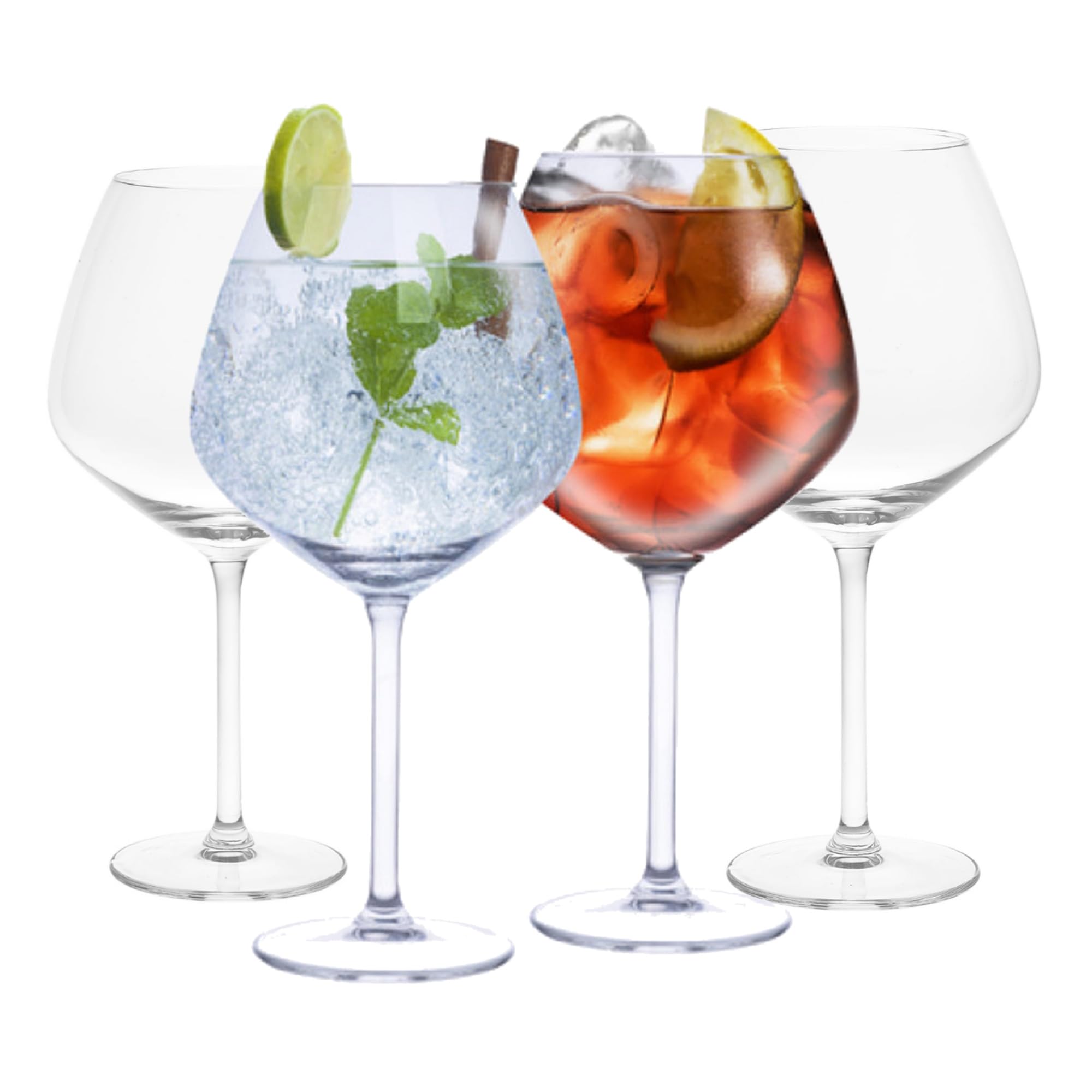 alpina Gin Tonic Gläser Set 4 Stück – Große Gin Gläser – Geschenkset für Tonic Fans – Transparent Glas – 730 ml, Durchsichtig