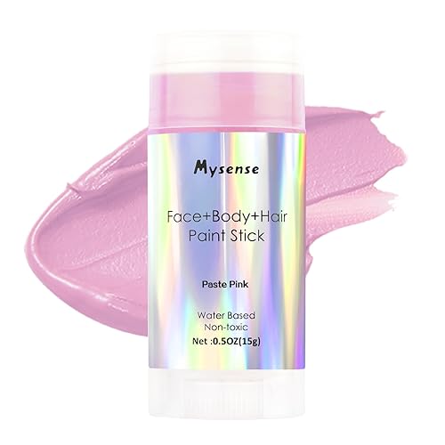 Mysense Pintura en barra para el cabello facial y corporal rosa pastel, a base de agua, lavable y temporal, no tóxica, crema para adultos y niños,