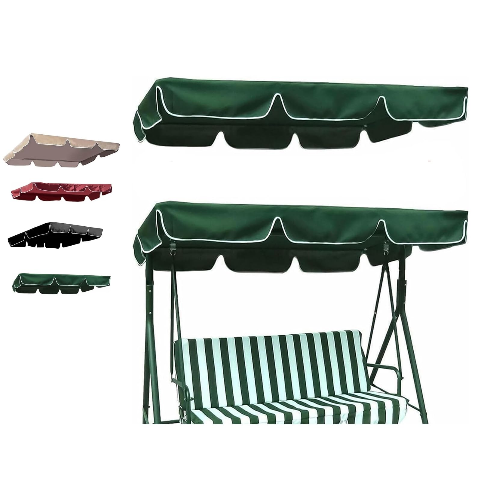 Toit De Rechange Pour Balancelle Canopée Housse De Toit De Balancelle 210D Oxford Imperméable, Protection UV Housse De Rechange Pour Balancelle 2/3 Places, Mobilier De Jardin(G,3-seat 200x120x15cm)