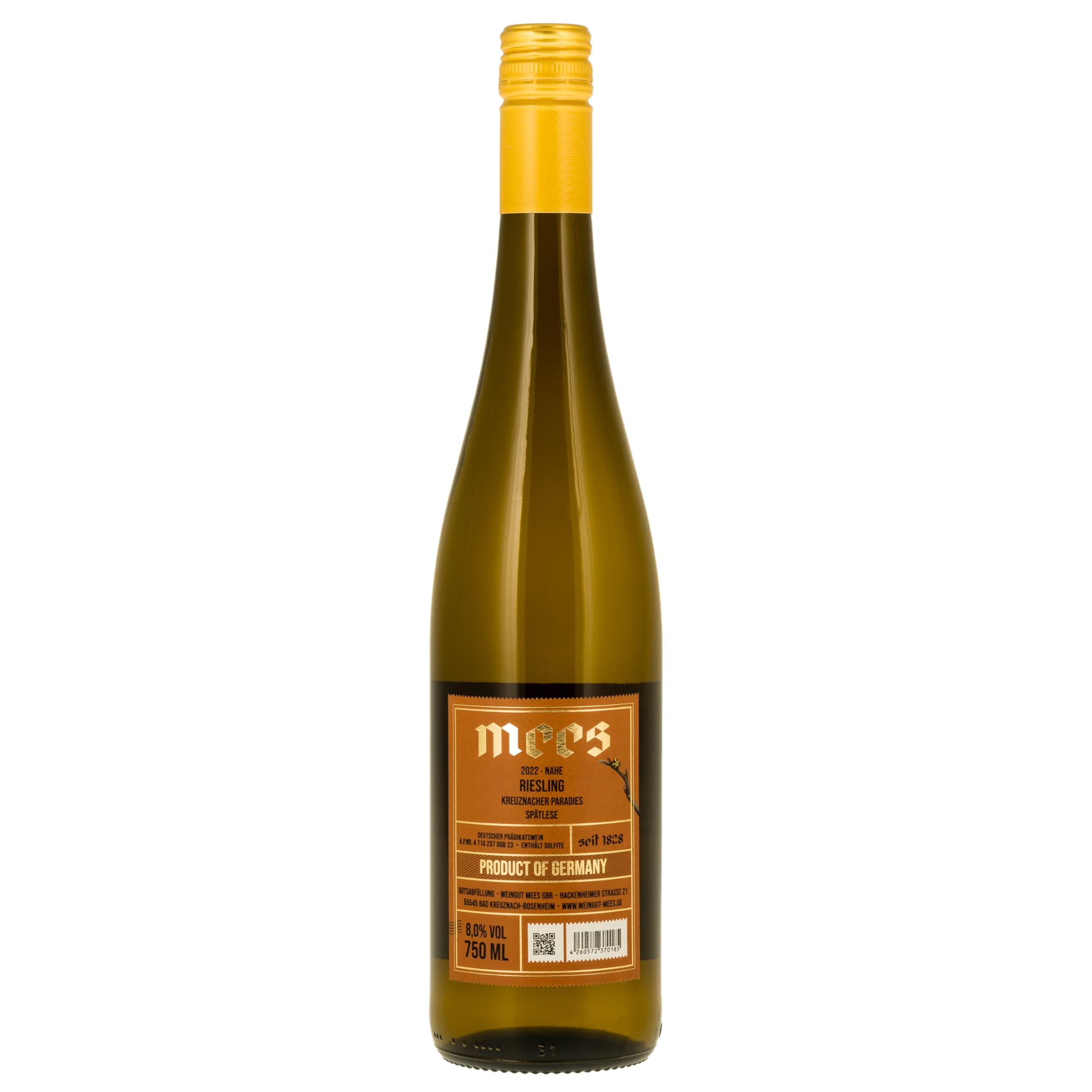WEINGUT MEES | Riesling Spätlese lieblich & fruchtig-süß 2023, Kreuznacher Paradies - Nahe | hochwertiger süsser Weiss-Wein | Weißwein-Set aus Deutschland | Paket (6 x 750 ml) 100% Riesling