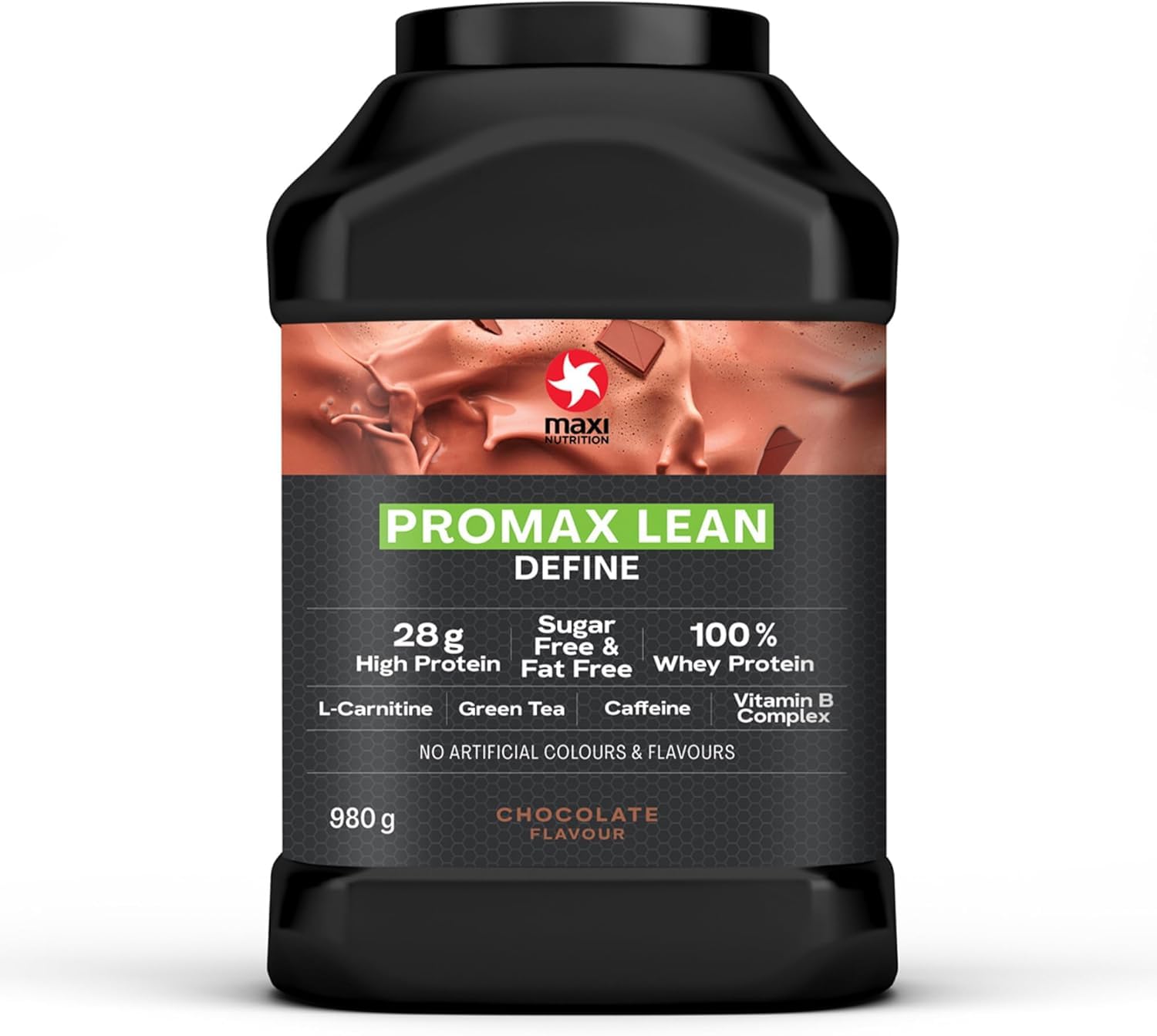 MaxiNutrition - Promax Lean, Chocolate - Whey Protein Powder for Lean Muscle Development – Sugar Free, Fat Free, 28g Protein, 128 kcal per Serving, 980g