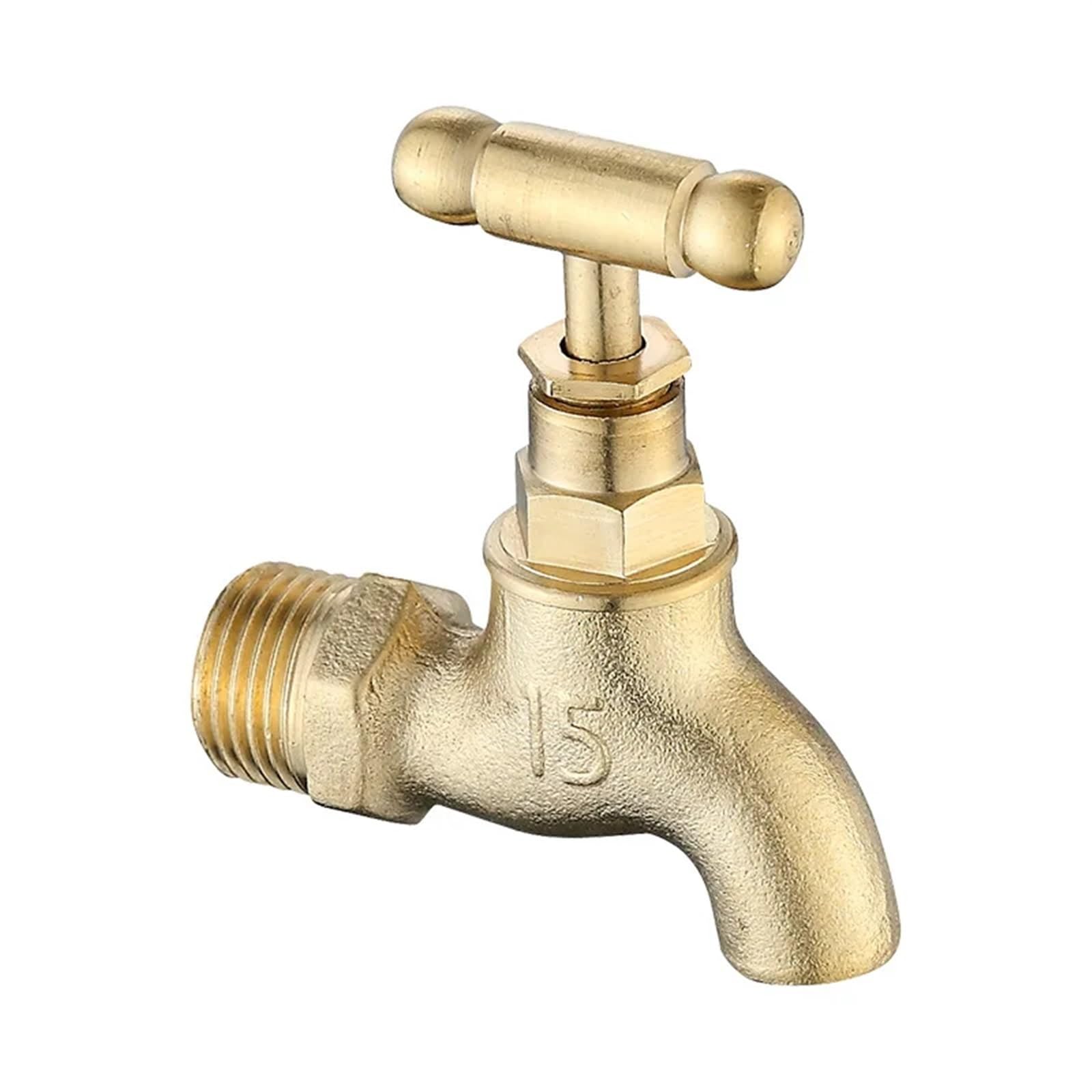 Trryuip 1-2 Outside Tap 1Pc Brass Basin Faucet Tap 1/2' And 3/4' Outdoor Mop Pool Single Cold(1-2)
