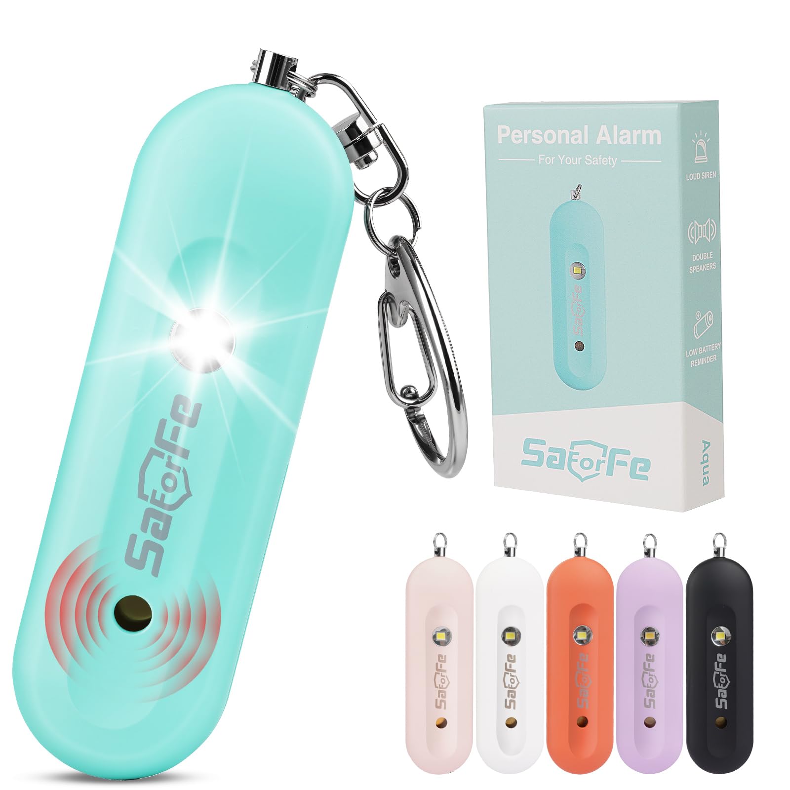Personal Safety Alarm - Waterproof Rechargeable Security Alarm - 140dB Extra Loud Siren & Strobe Light - Self Defense Keychain - Gift for Women,