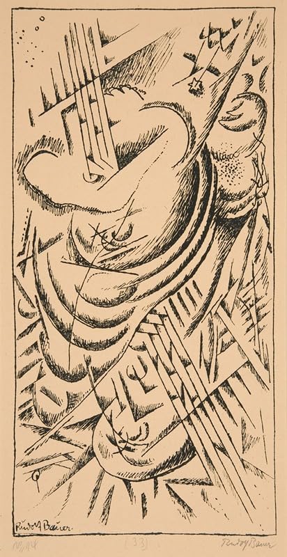 Litografía n.º 14 (aprox. 1913-17) Póster impreso por Rudolf Bauer (24 x 36)