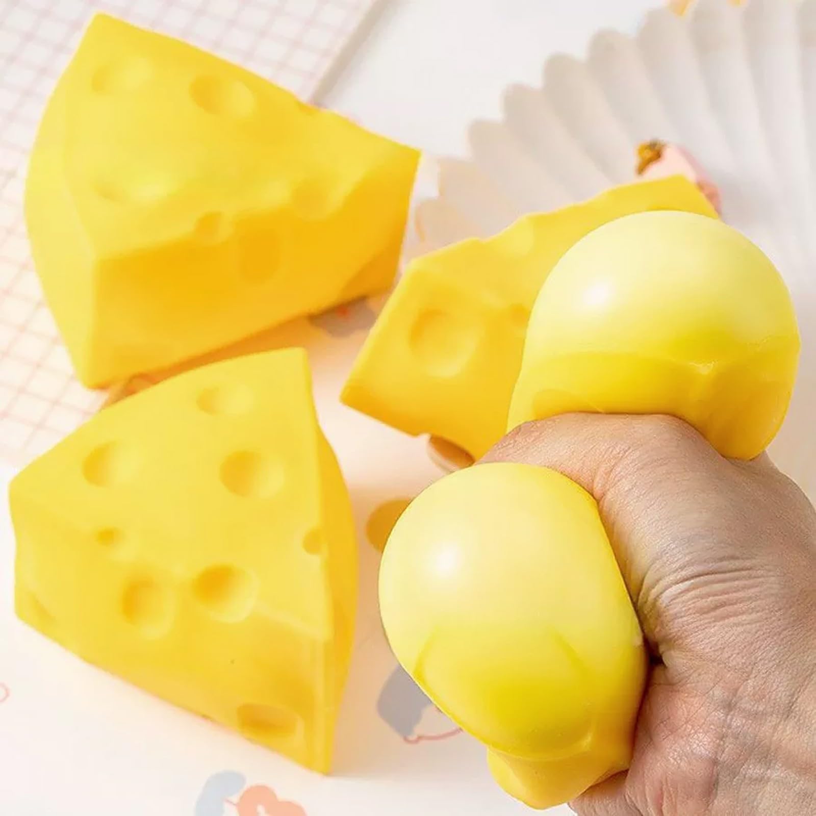 Cheese Squishy, Big Brain Cheese Stress Ball Realistic Design, Anxiety Relief Fidget Toy Sensory Toys For Adults & Kids (A-3) — image 1