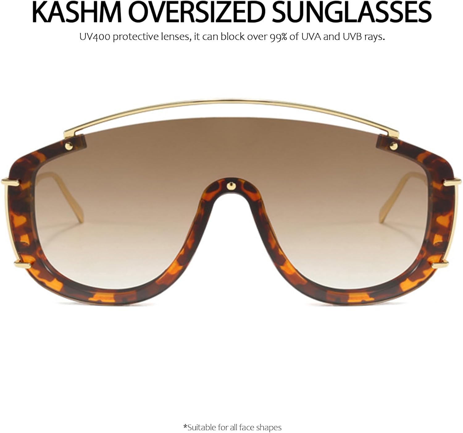 Trendy Oversized Sunglasses for Women Retro Big Shield Aviator Sun Glasses UV Protection Once Piece Lens - Image 7