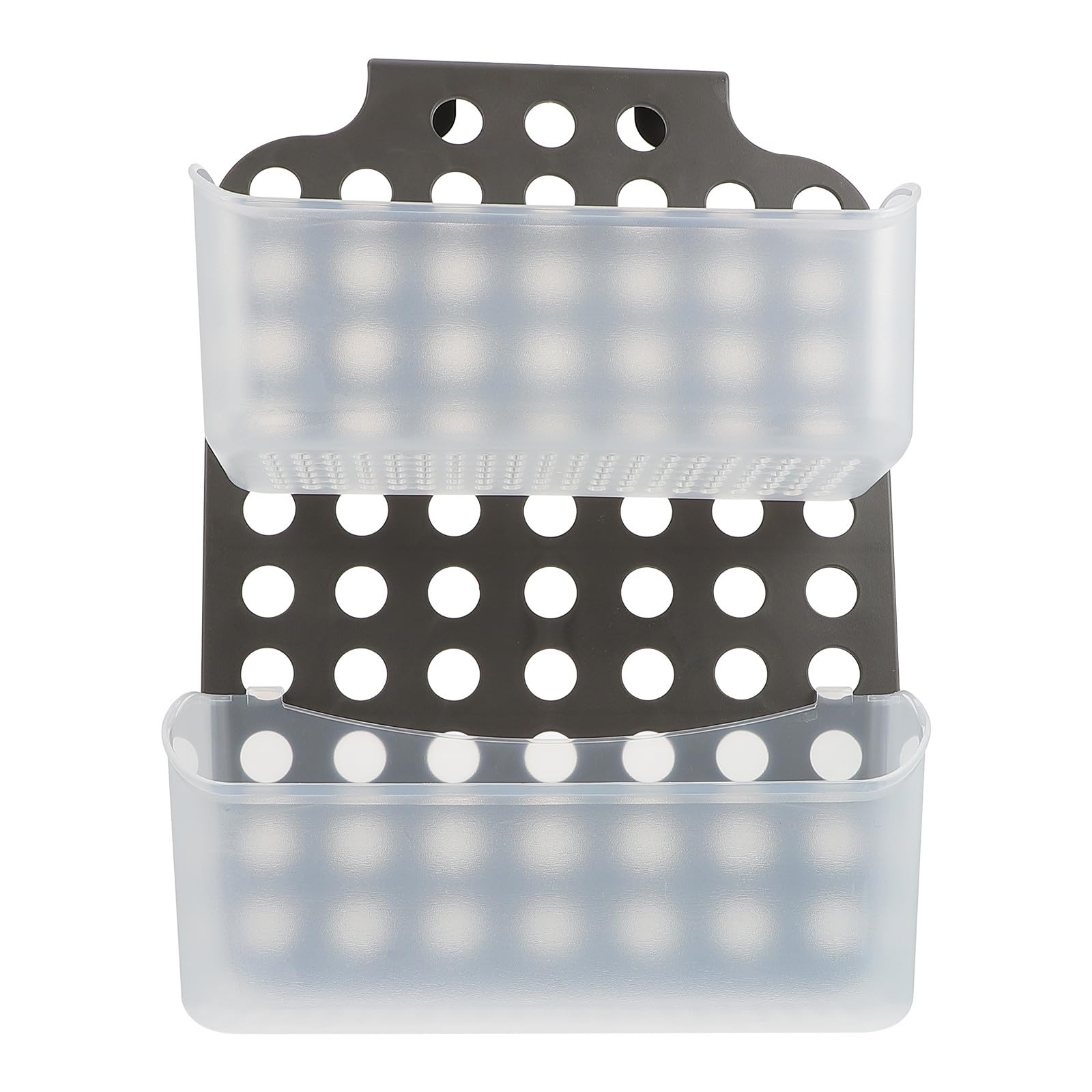 PERSELOSO Multi-purpose Hanging Bathroom Storage Basket with Drainage Gray Plastic Shower Caddy Organizer for Shampoo and Toiletries Wall-mounted