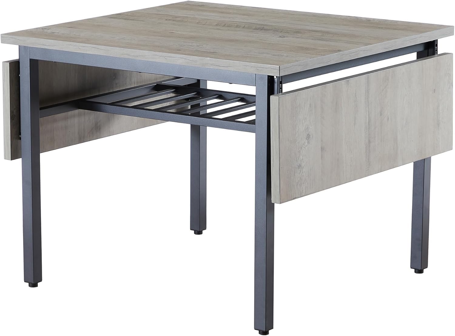 46887 63.2" Folding Dining Table for 4-6 People, Drop Leaf Table with Storage Rack Extendable Kitchen Dinner Table for Small Spaces, Chairs Not Included (Light Brown)