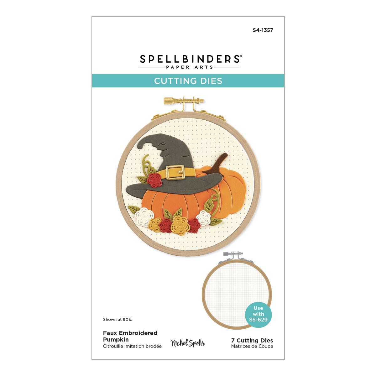 Spellbinders S4-1357 Faux Embroidered Pumpkin Etched Dies from the Nichol's Needlework Collection by Nichol Spohr