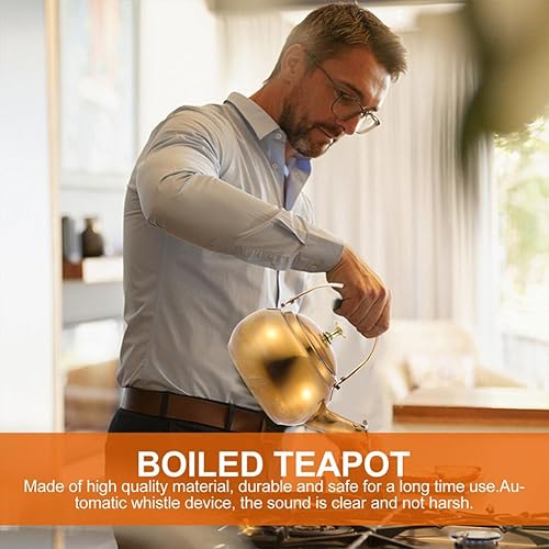 Miniatura 6 de Hemoton Hervidor de té de acero inoxidable tetera de agua caliente hervidor de agua caliente con asa olla de gas hervidor de metal olla de café