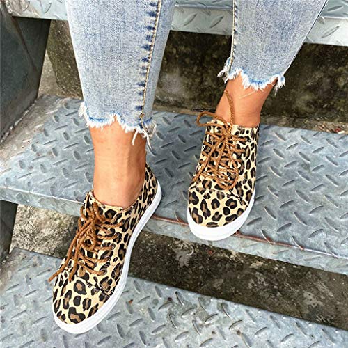 Fainosmny Slip On Shoes for Canvas Shallow Mouth Shoes Leopard Color Matching Lazy Shoes