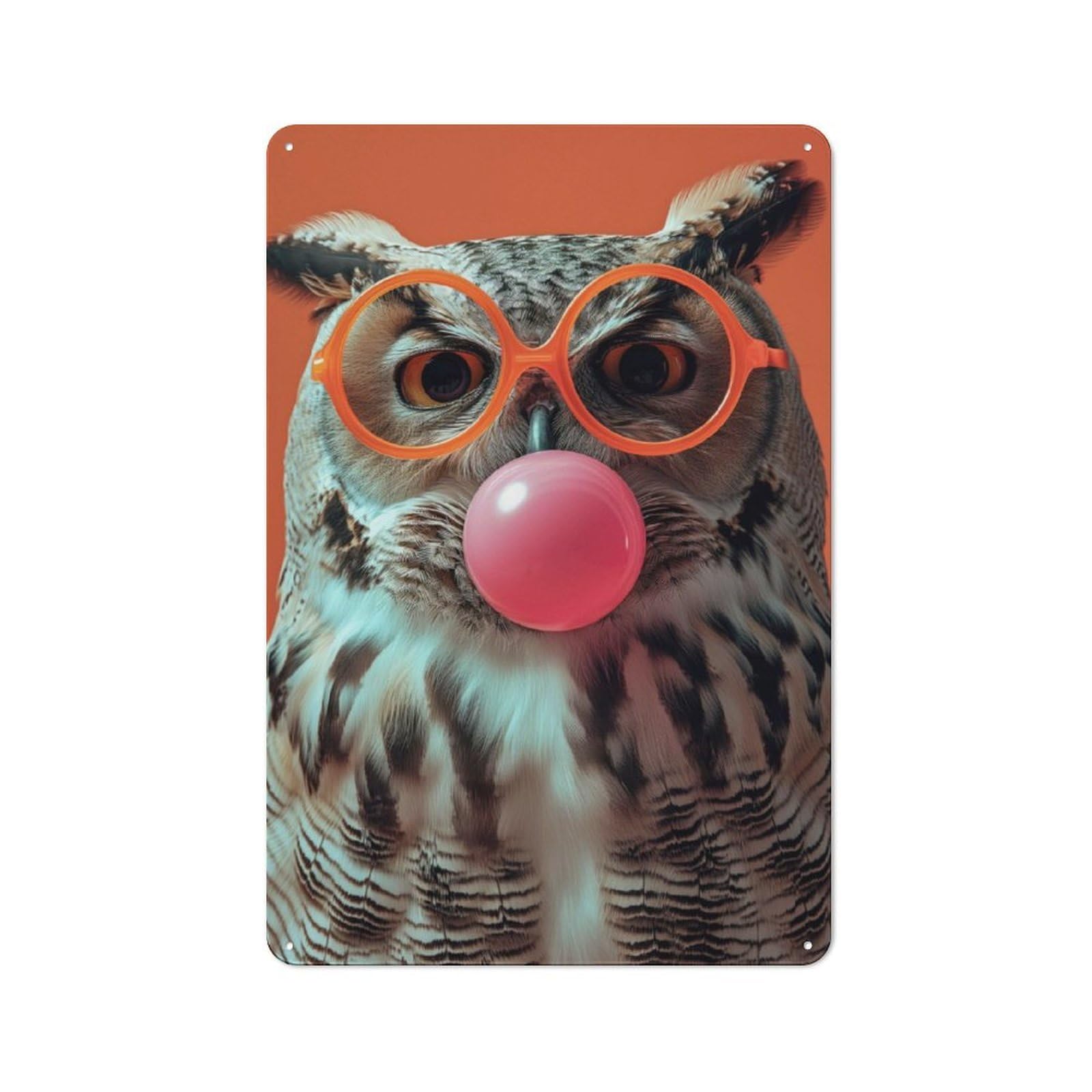 Junmoney Owl Bubblegum Farmhouse Country Metal Sign 30X20cm, Cottage Wall Art For Farmhouse Kitchen, Pantry Or Dining Area