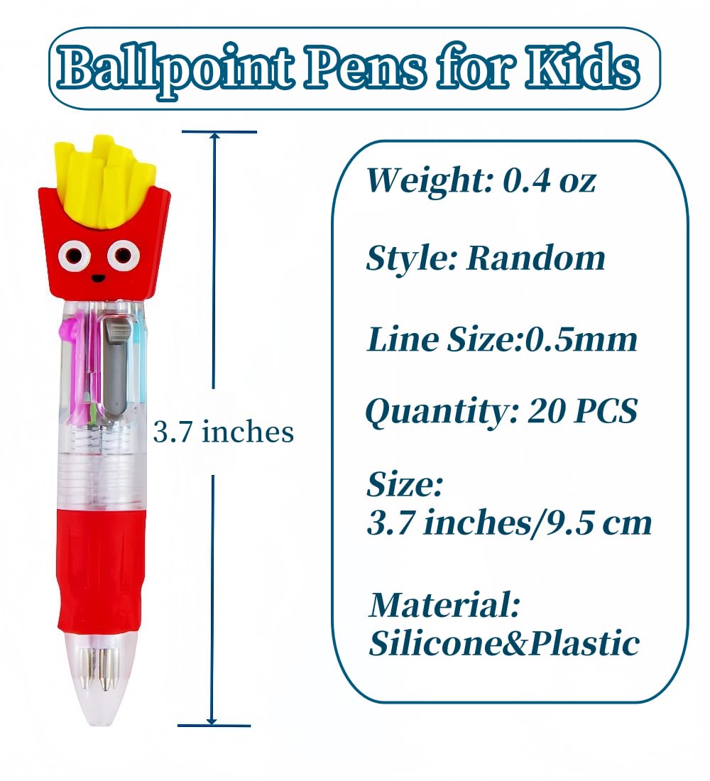 Lot de 20 stylos à bille multicolores 4 en 1 pour enfants, pour anniversaires et fêtes d'enfants