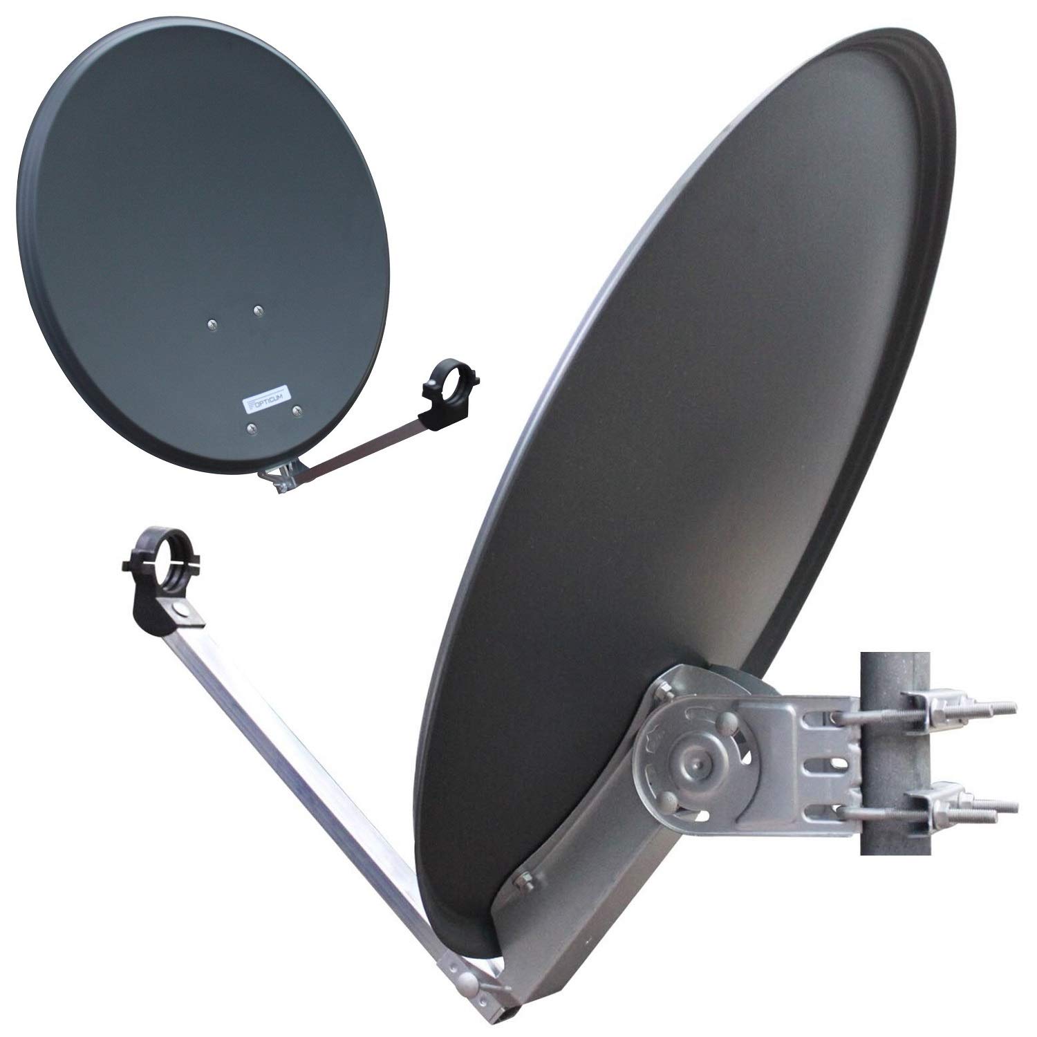 HD Sat Anlage 80 cm Spiegel Opticum Quad LNB 4 Teilnehmer 50m Kabel 40cm Wandhalter SAT Finder SD HD Full HD 4K UHD Empfang