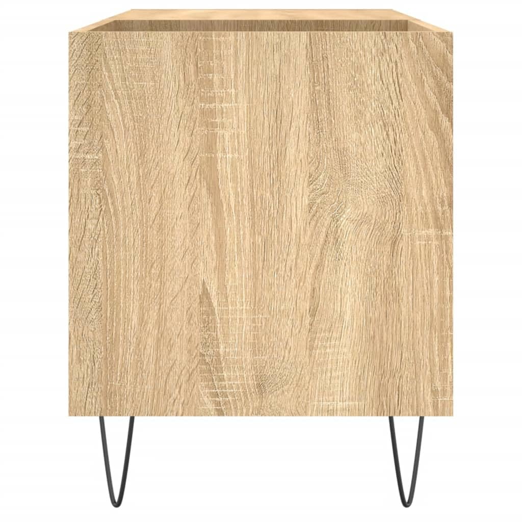Armadio per dischi in rovere Sonoma, 85 x 38 x 48 cm, scaffale in vinile per dischi in legno, scaffale per dischi in vinile con gambe stabili in ferro, spazioso armadio in vinile LP per