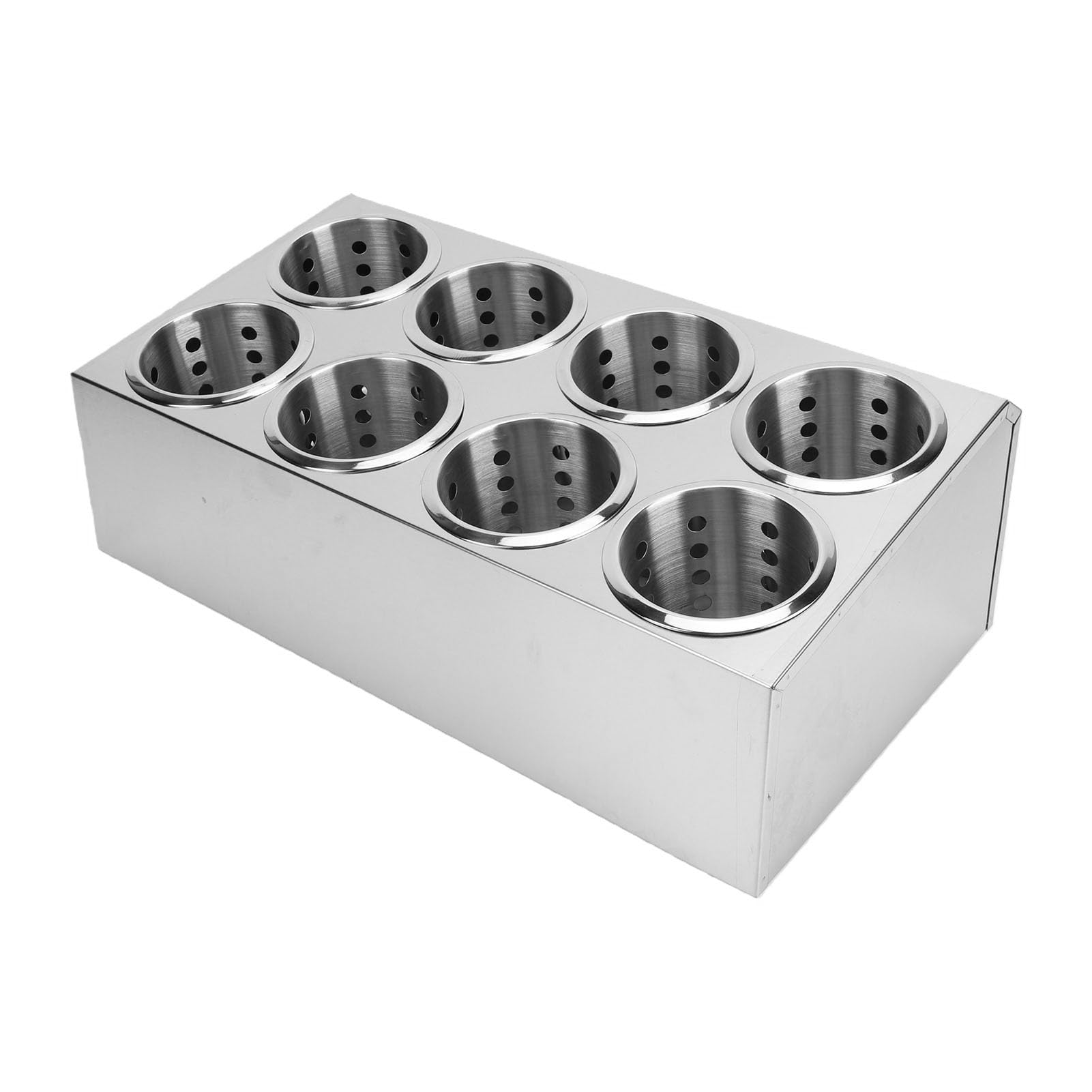Haofy Soporte Cilíndrico de Acero Inoxidable para Cubiertos, Organizador de Utensilios de 8 Compartimentos con Alfombrilla Inferior Antideslizante para Cucharas, Tenedores y Palillos