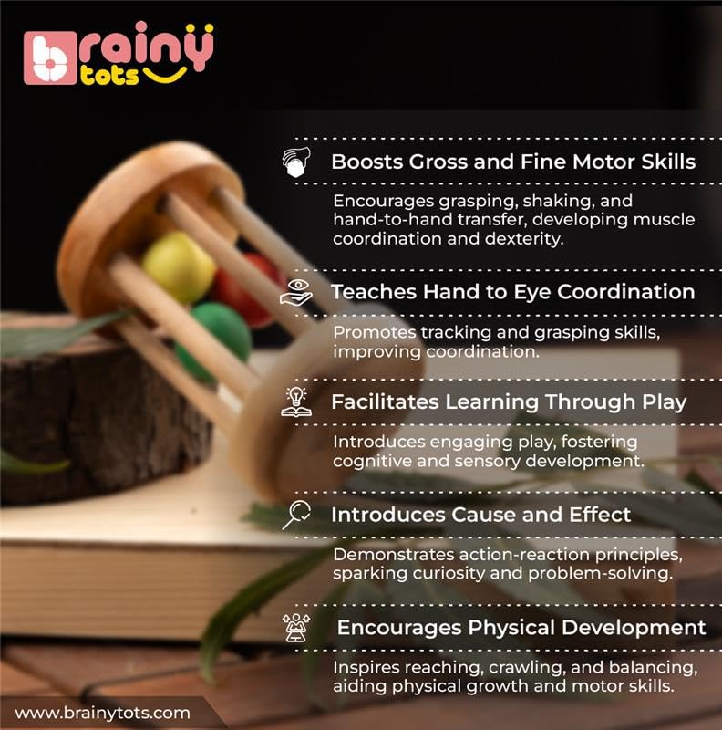 Image of Rolling Drum Rattle & Rainbow Spinning Wheel | Montessori Baby Toys for Sensory Play & Gross Motor Skills | Educational Gift Set for Babies 3+ Months | Safe & Durable Early Learning Toys