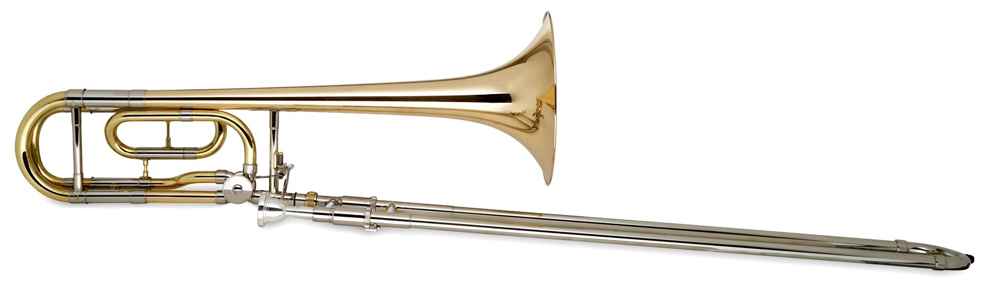 Classic Cantabile Brass QP-42 Trombone Quart - Accordage : Bb/F - Pavillon en laiton doré - Coulisse intérieure en maillechort - Pavillon : 215 mm - Perçage : 13,89 mm - Inclus embouchure et étui